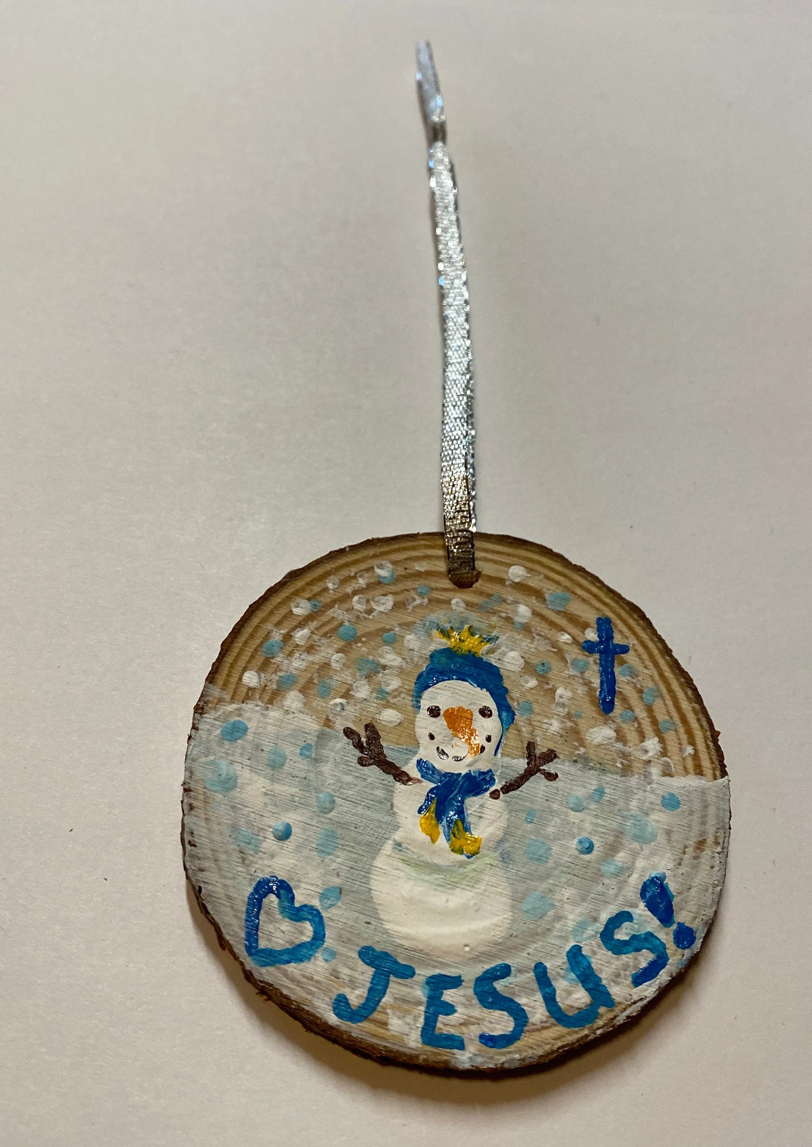 Love Jesus Christmas Tree Ornament with Snowman and Heart