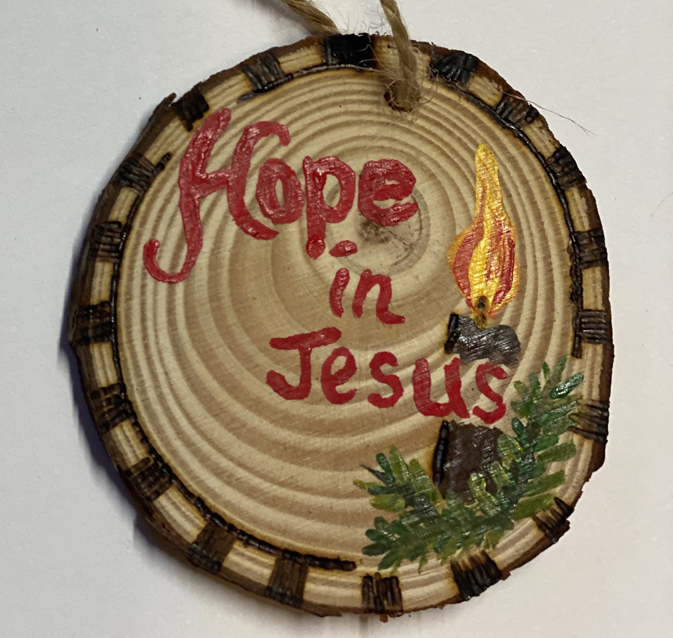 Hope in Jesus Christian Ornament Hand Painted    