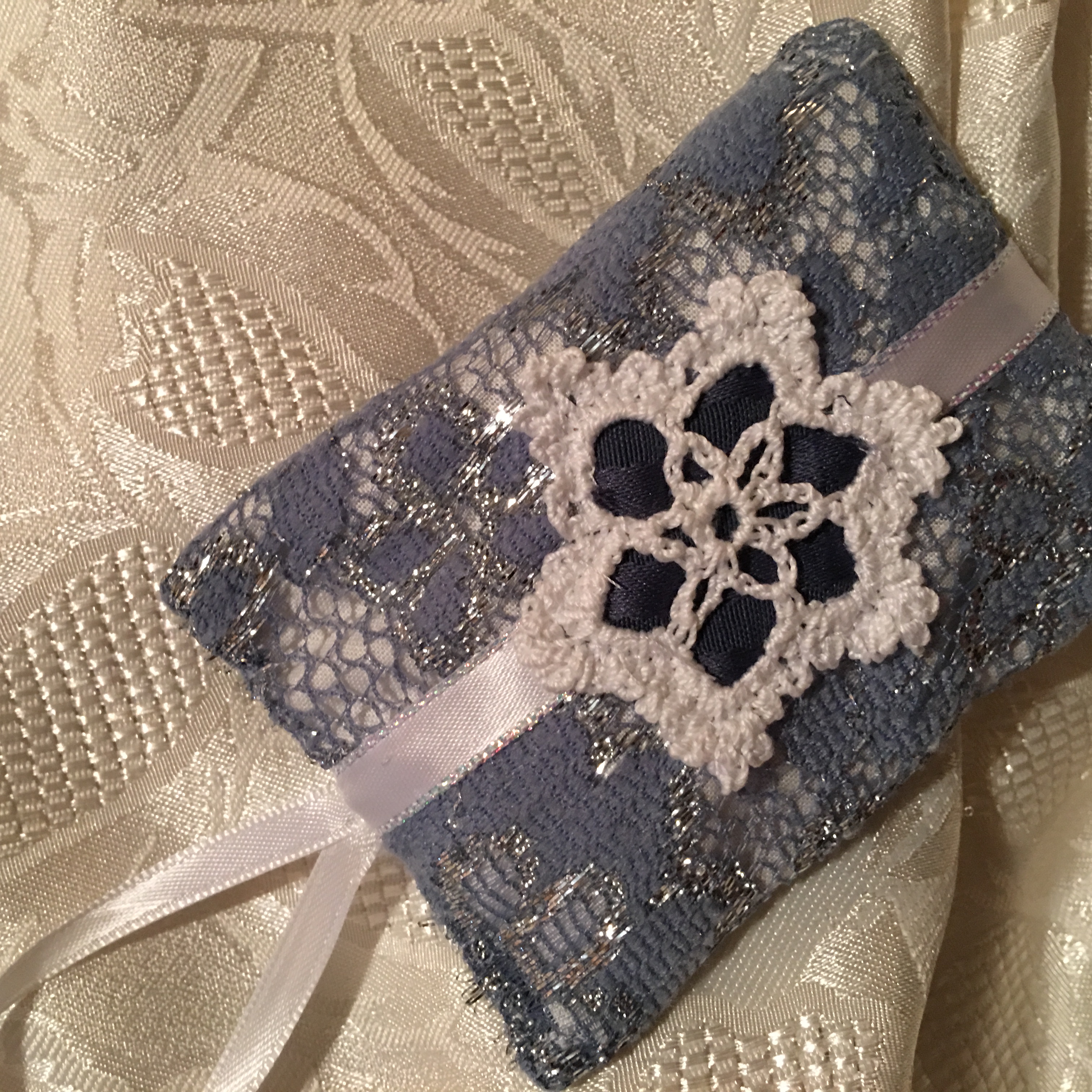 Snowflake SACHET, Windsong Balsam Pine fragrance, hanging sachet decoration, tree ornament, gift topper