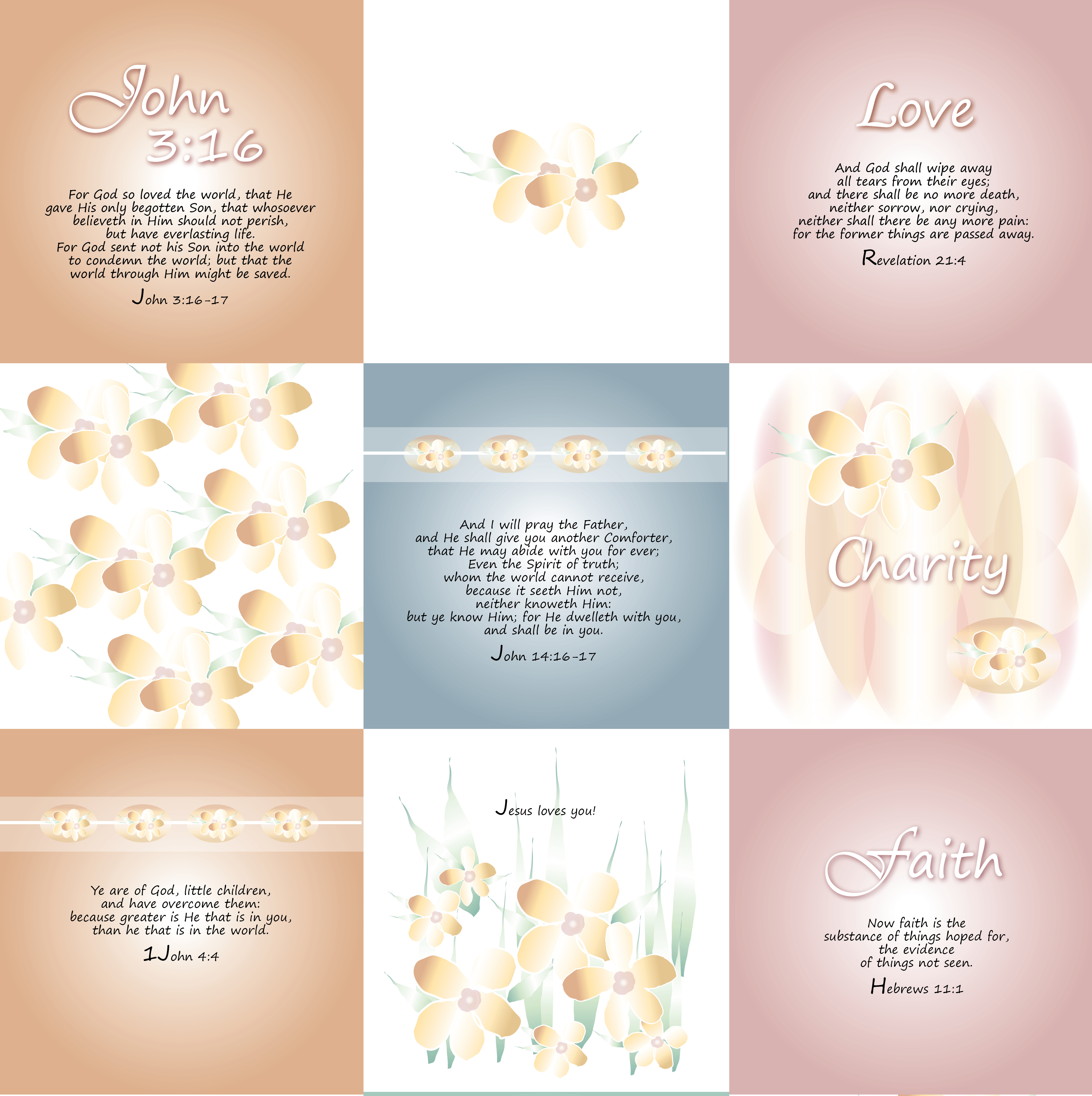 Christian Fabric, Faith Hope Charity Quilt Fabric 42" wide, Christian Scripture - cheater quilt - make a pillow or quilt or wall hangings