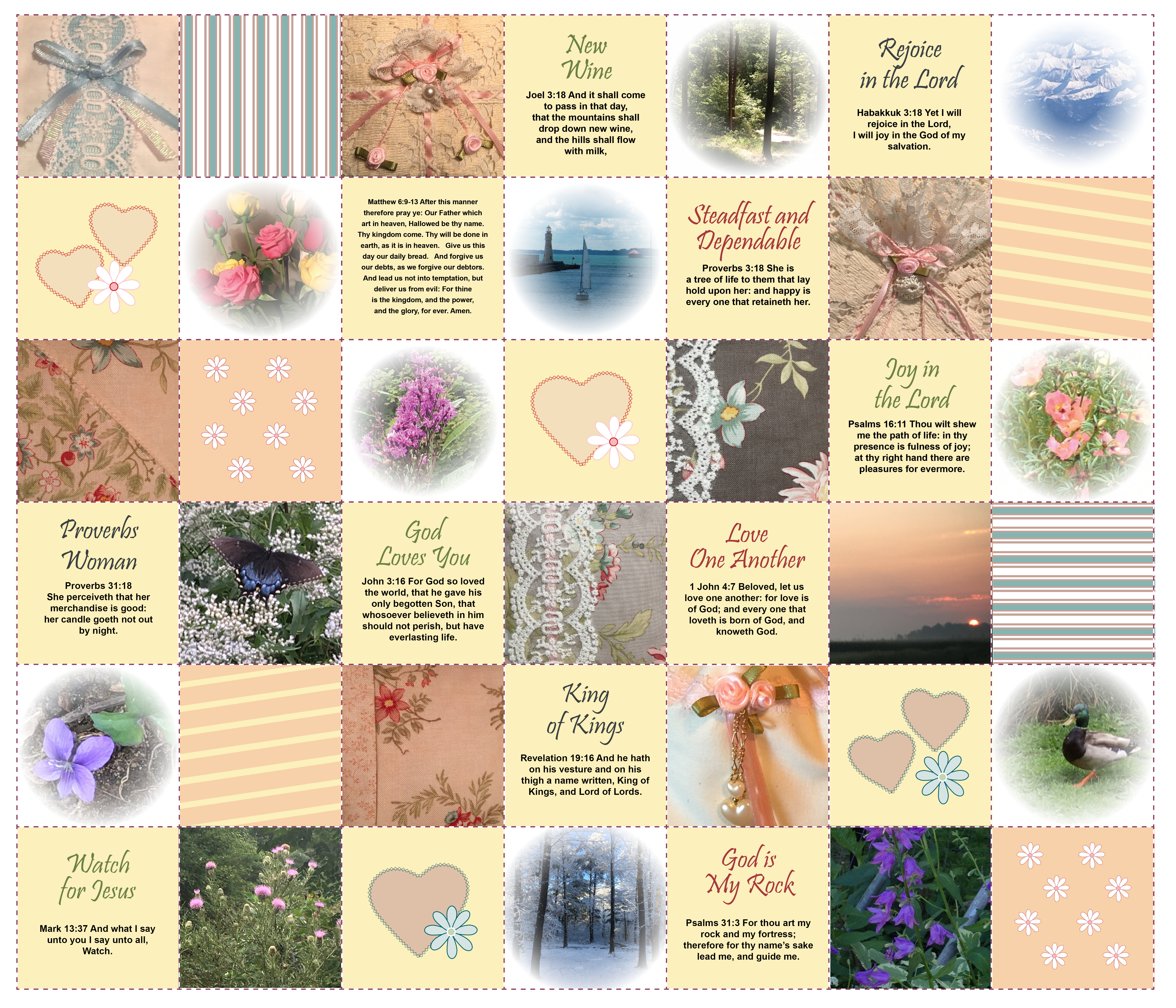 Proverbs Woman Christian Fabric for Quilt Squares - Easy Cheater Quilt, Charm Squares or Fabric for Your Projects!