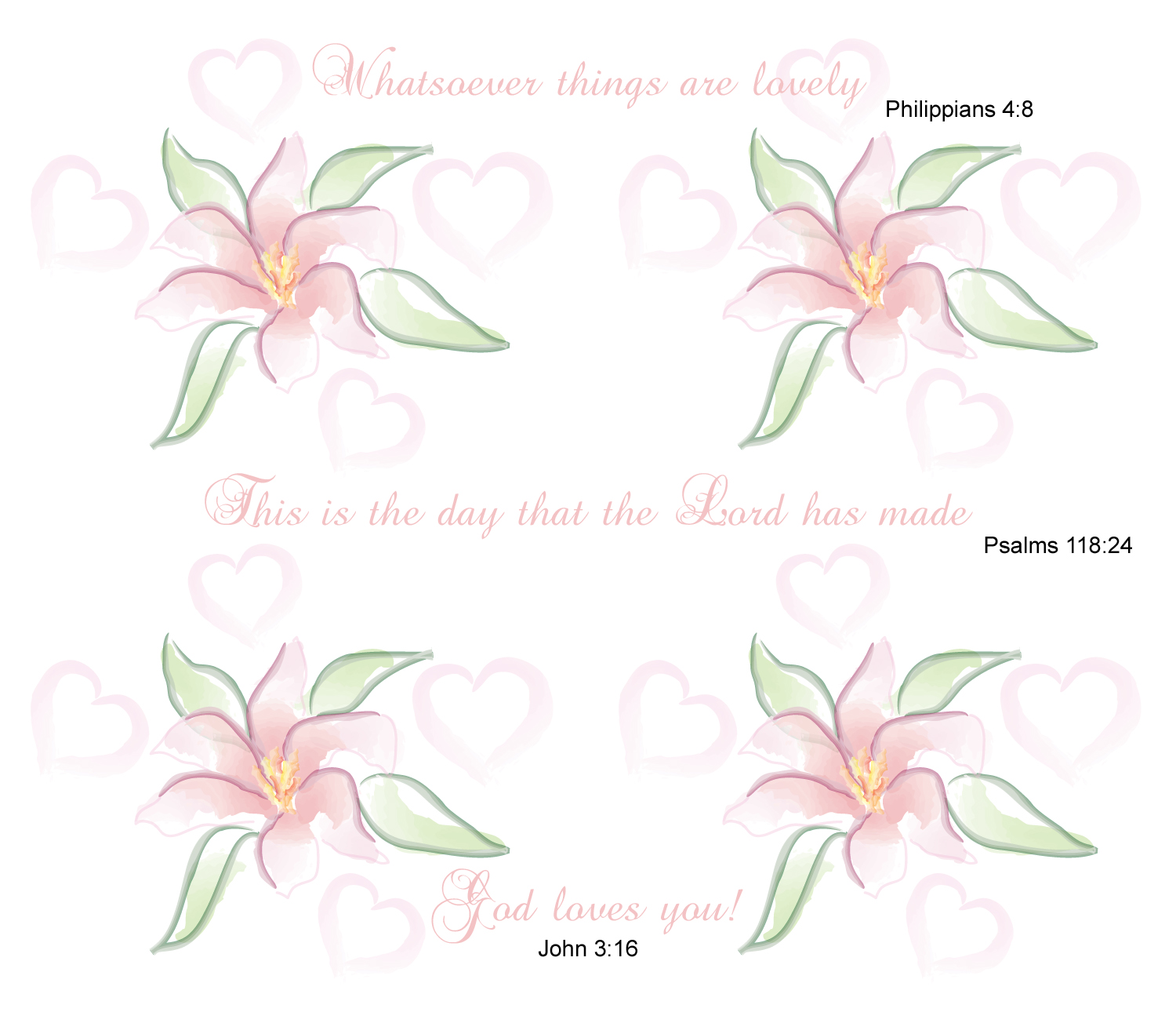 Pastel Watercolor Christian Fabric for Quilt Squares - Easy Cheater Quilt, or Fabric for Your Projects!