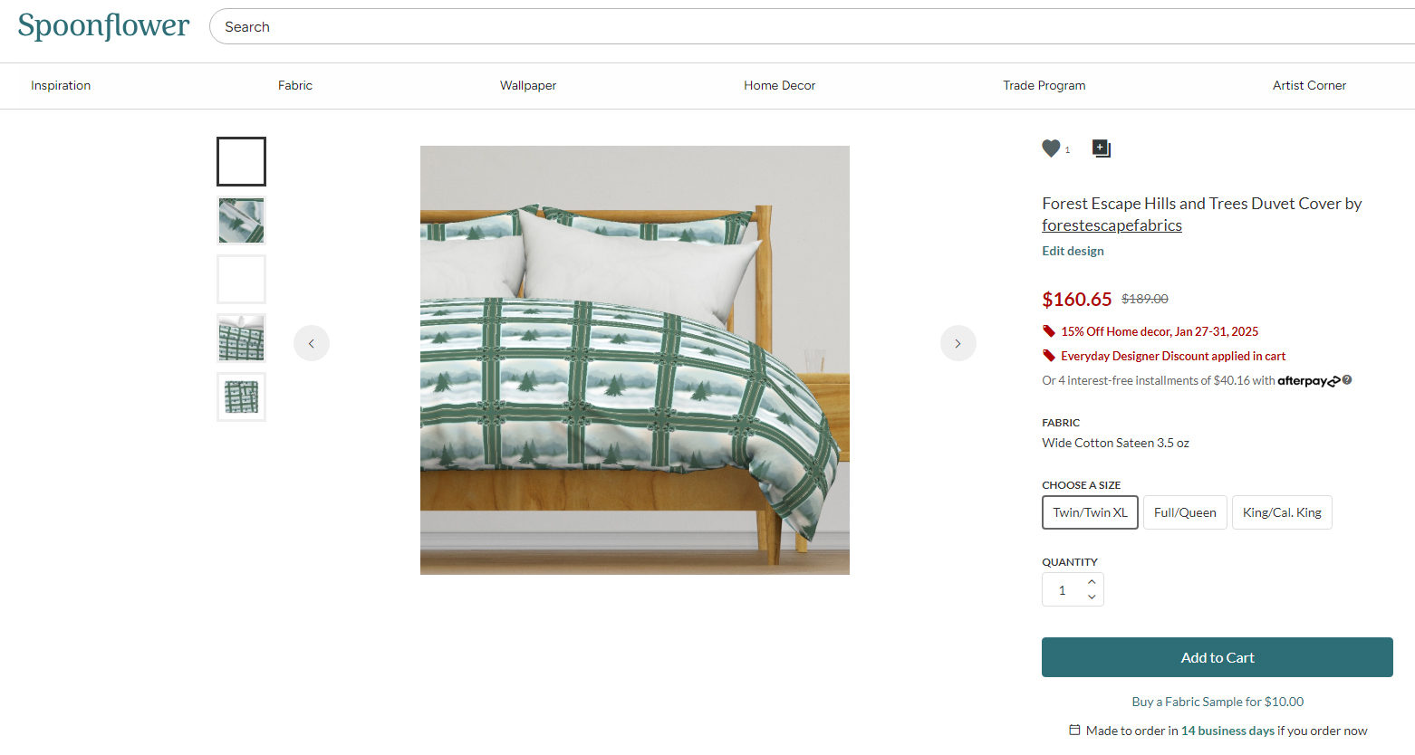 Forest Escape Quilt Fabric 42" wide, cheater quilt - make a pillow, quilt or wall hangings