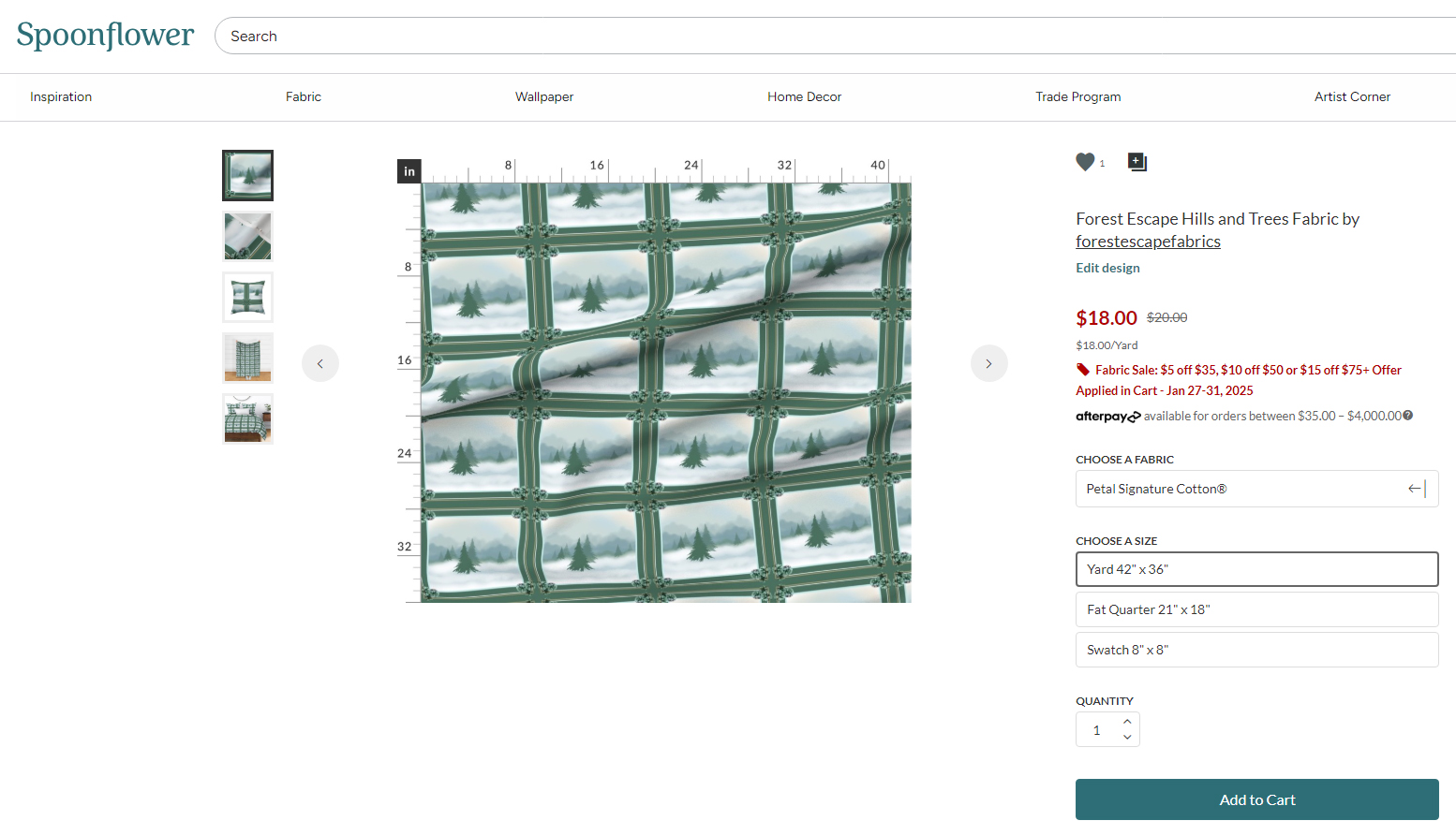 Forest Escape Quilt Fabric 42" wide, cheater quilt - make a pillow, quilt or wall hangings