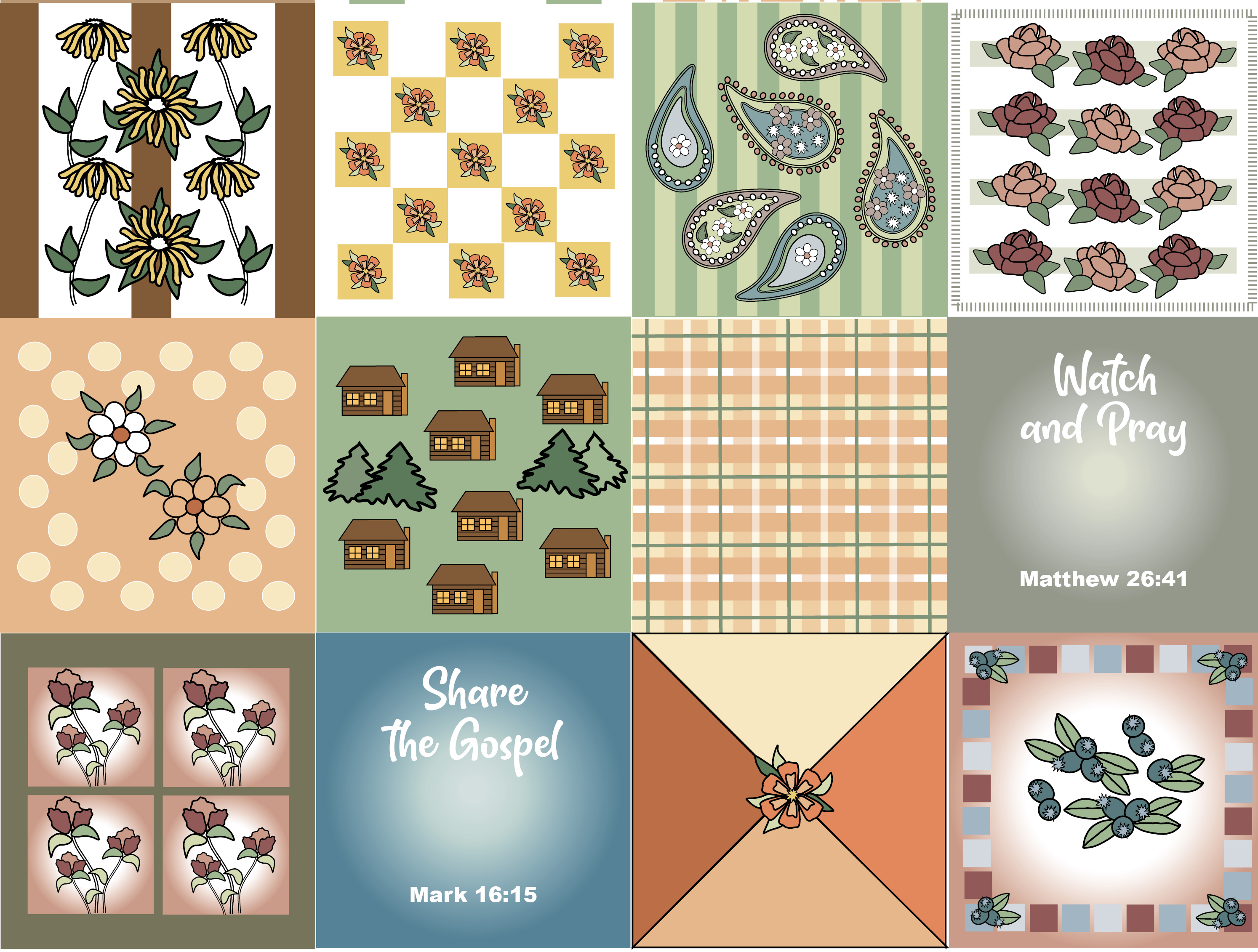 Christian Scripture Quilt Fabric 42" wide, Christian Scripture - cheater quilt - make a pillow or quilt or wall hangings