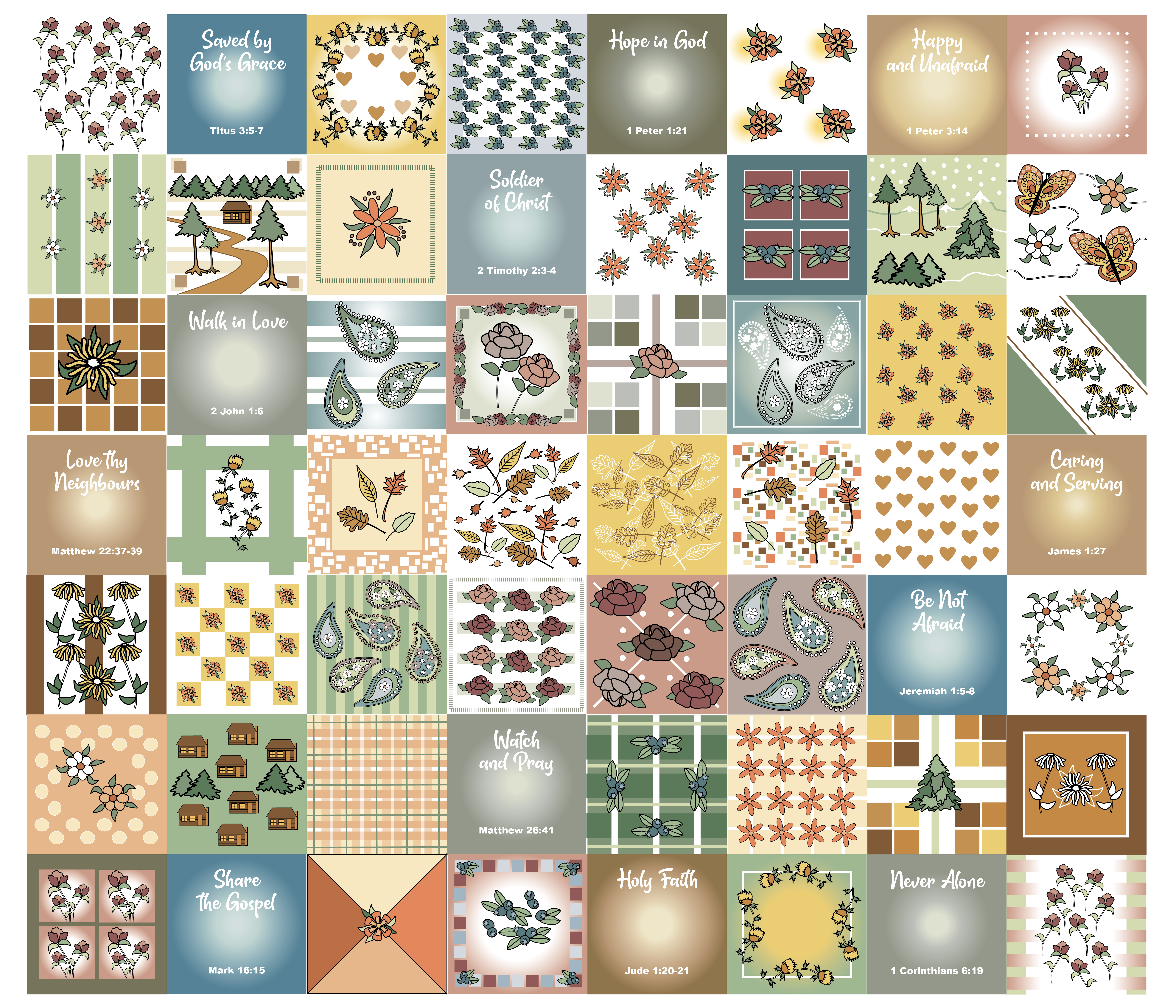 Christian Scripture Quilt Fabric 42" wide, Christian Scripture - cheater quilt - make a pillow or quilt or wall hangings