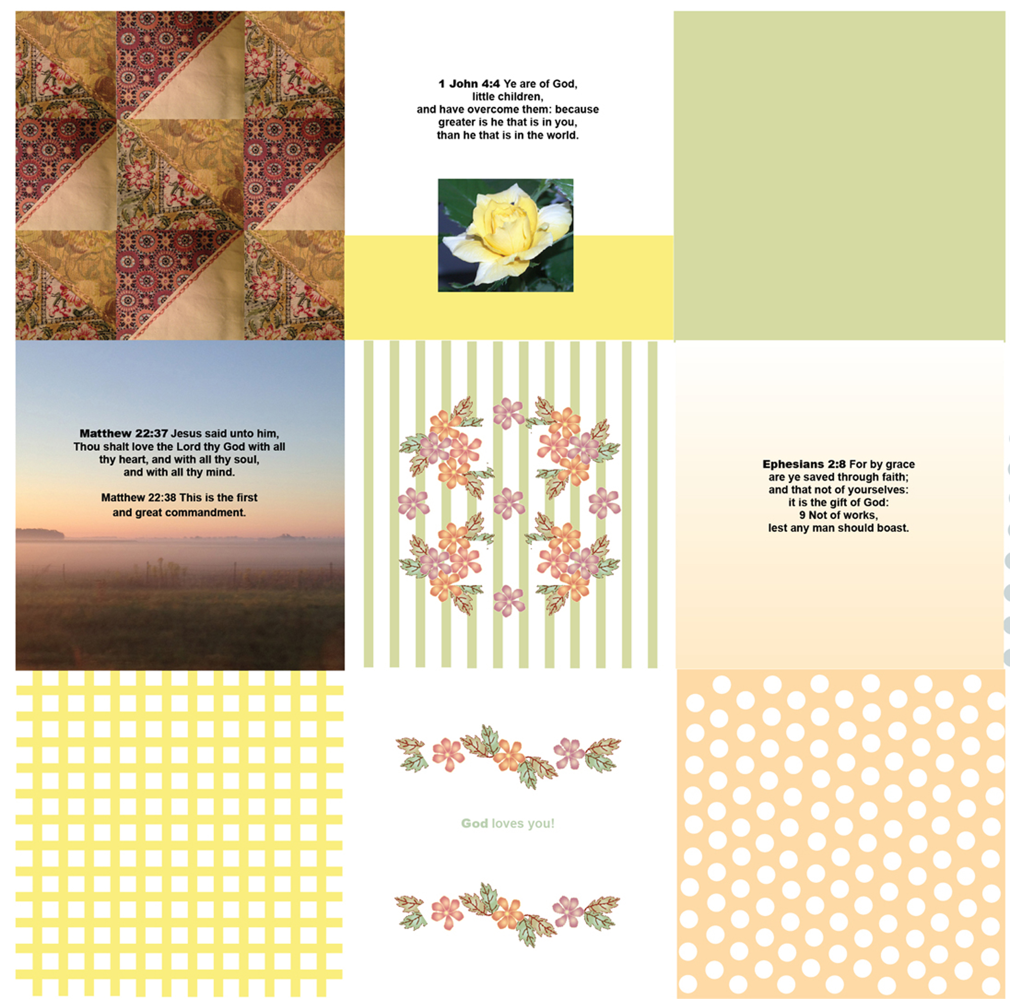 Love Thy Neighbour Christian Fabric, 42" wide, Christian Scripture - cheater quilt - make a pillow or quilt or wall hangings