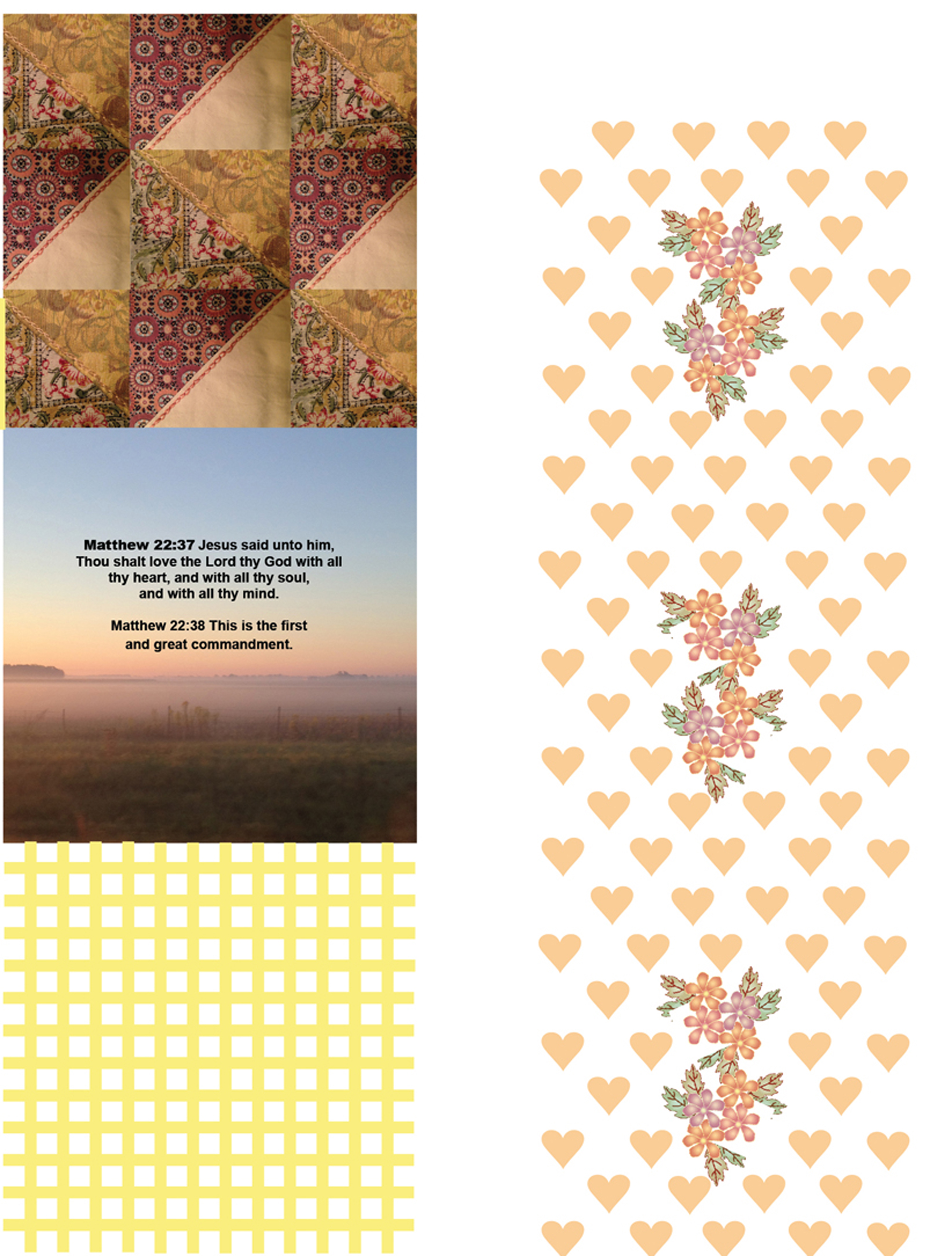 Love Thy Neighbour Christian Fabric, 42" wide, Christian Scripture - cheater quilt - make a pillow or quilt or wall hangings