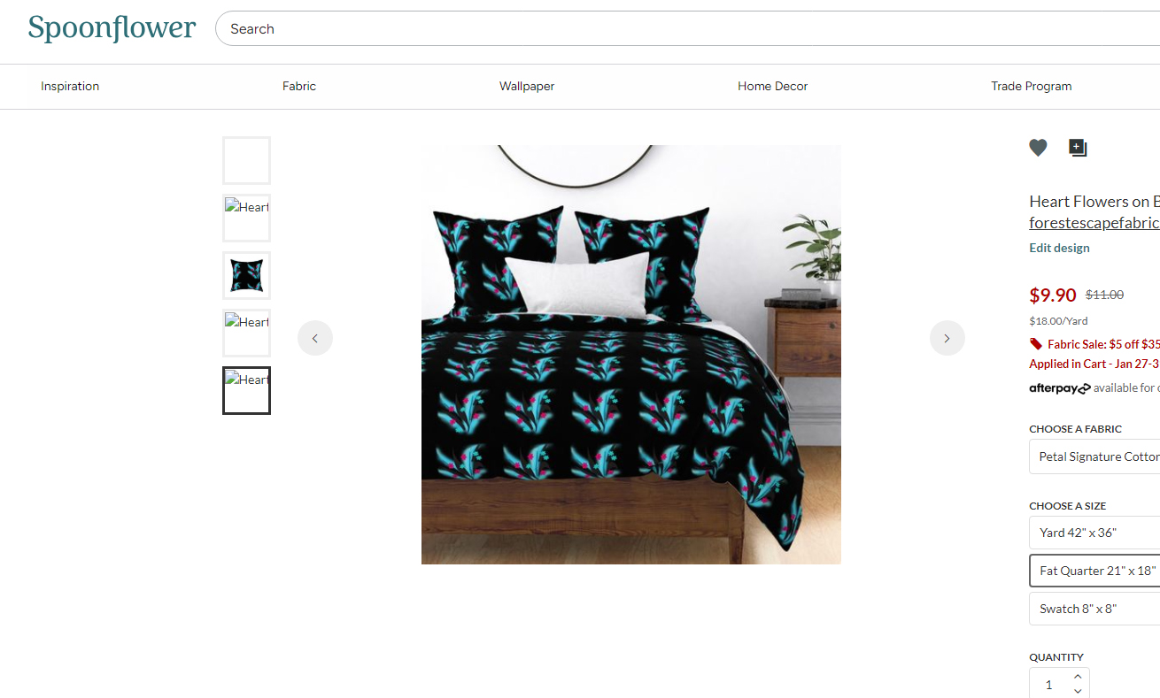 Heart Glow Fabric 42" wide, make a pillow, quilt or wall hangings