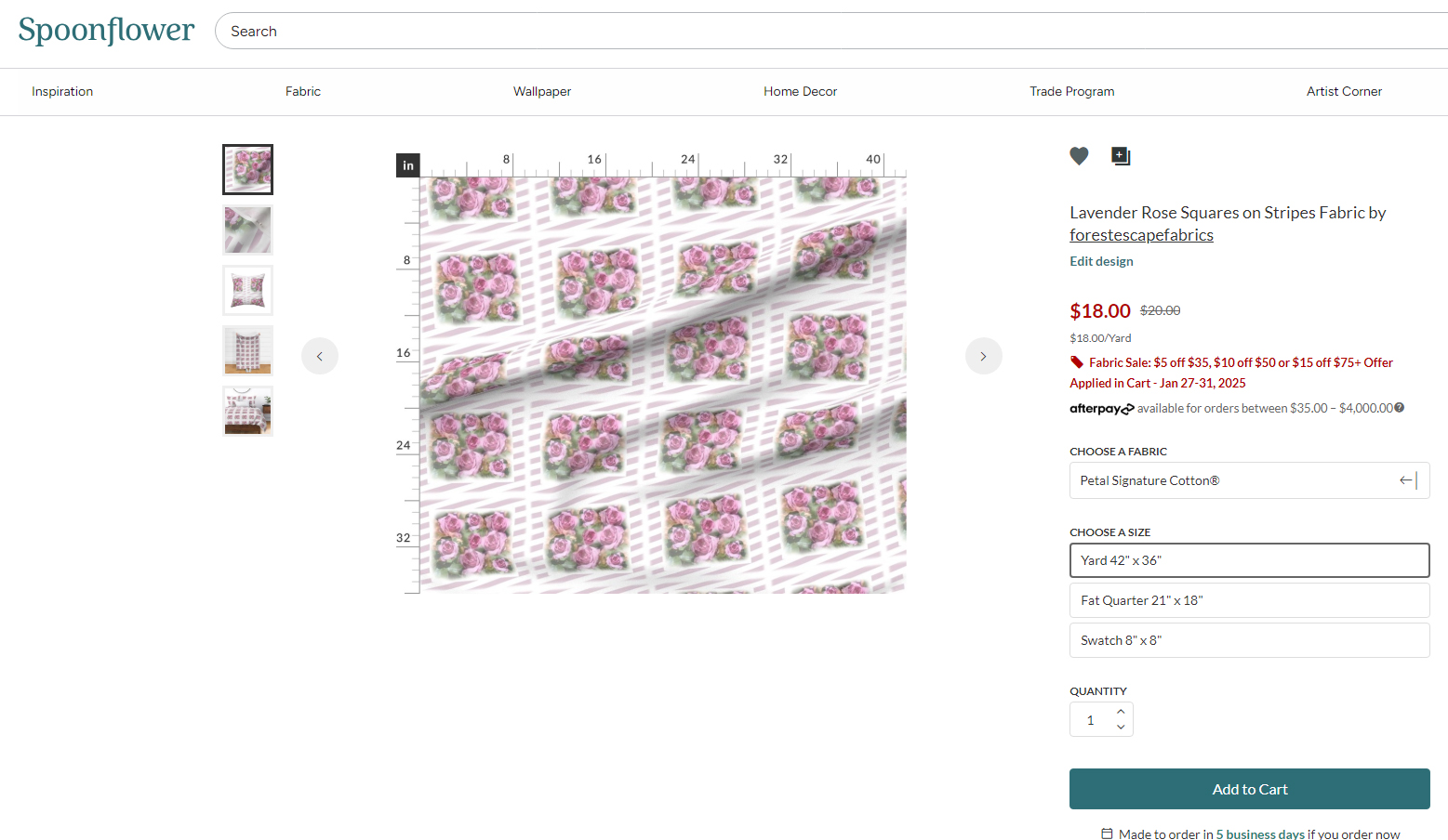 Lavender Rose Fabric 42" wide, make a pillow, quilt or wall hangings