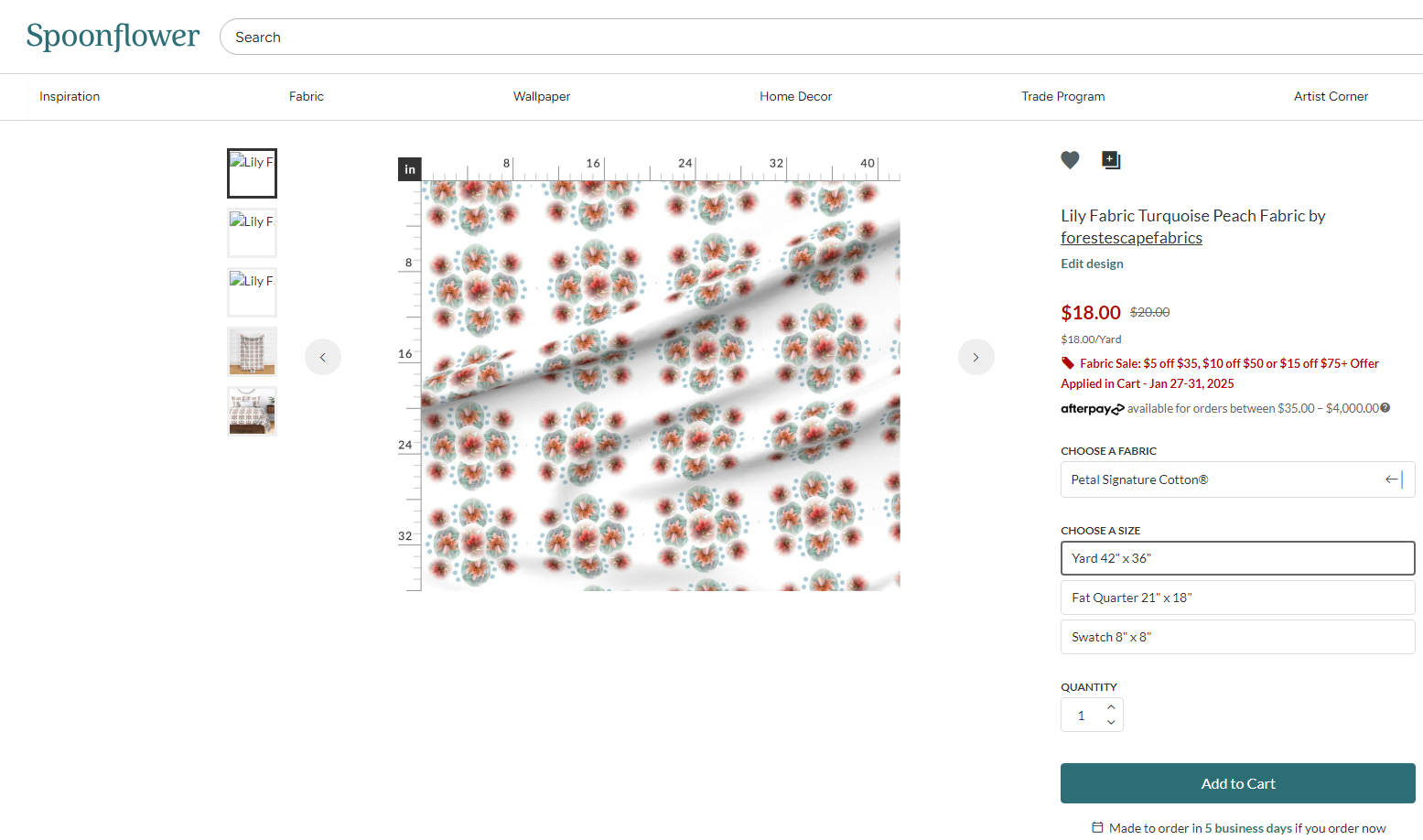 Grace Lily Fabric Collection by the yard or fat quarter, make a pillow, quilt or wall hangings