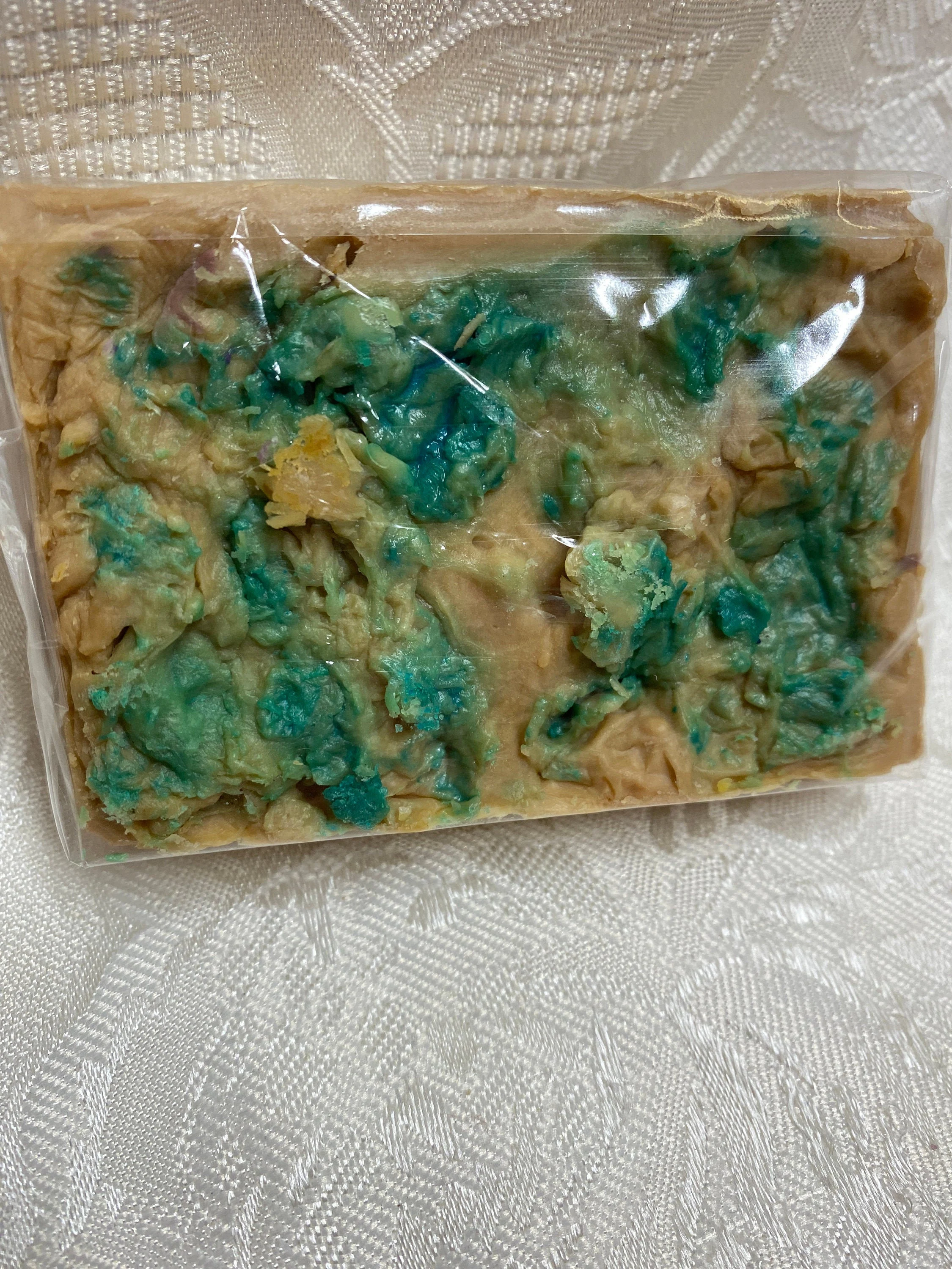 SWEET KISS Raspberry Tart Soap, Coconut, Almond, Avocado, Olive, hand made in small batches, wonderful fragrance with a kiss of green color