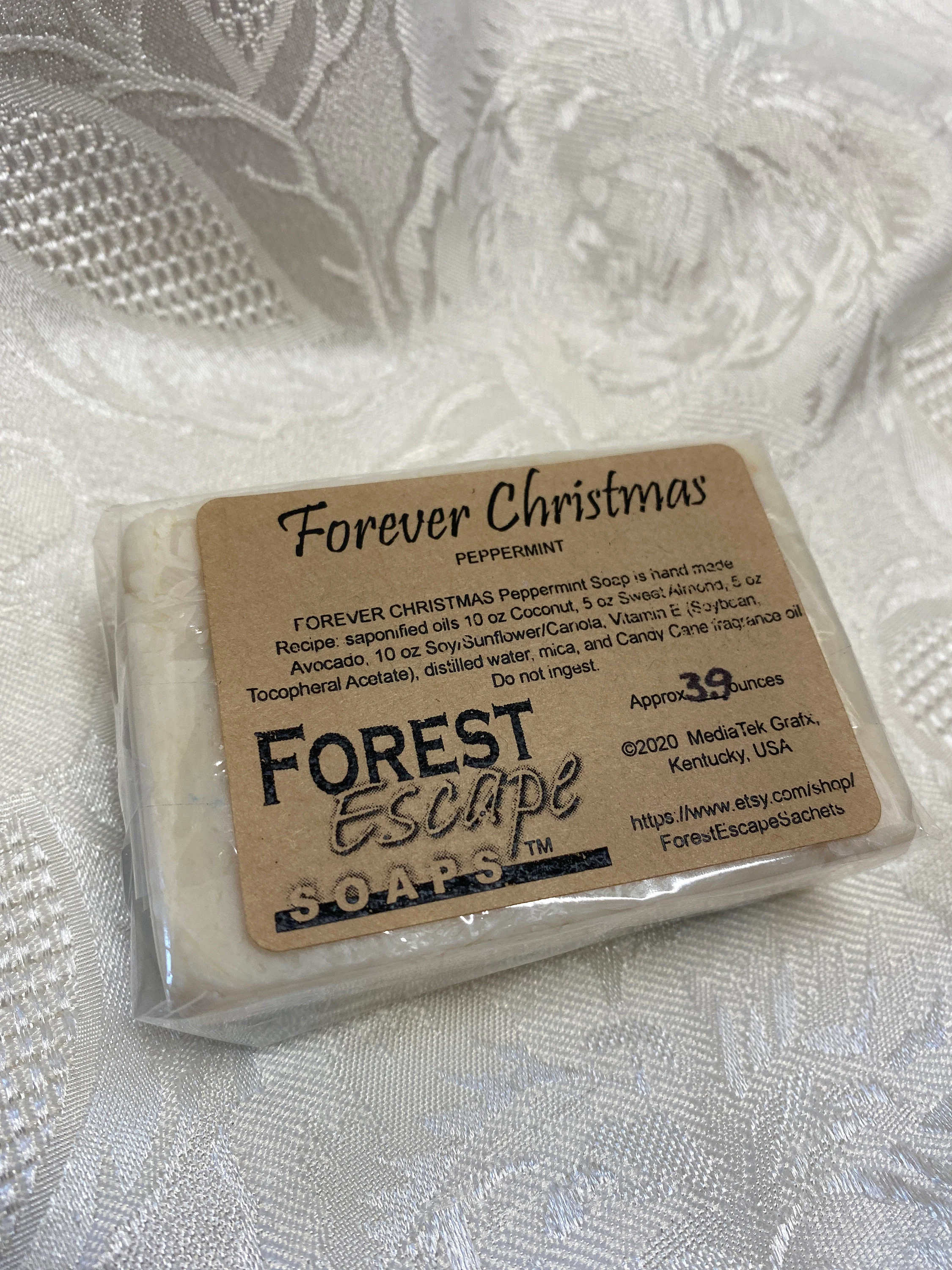 Sweet Almond, Avocado, FOREVER CHRISTMAS Peppermint Soap, hand made in small batches, sweet fragrance