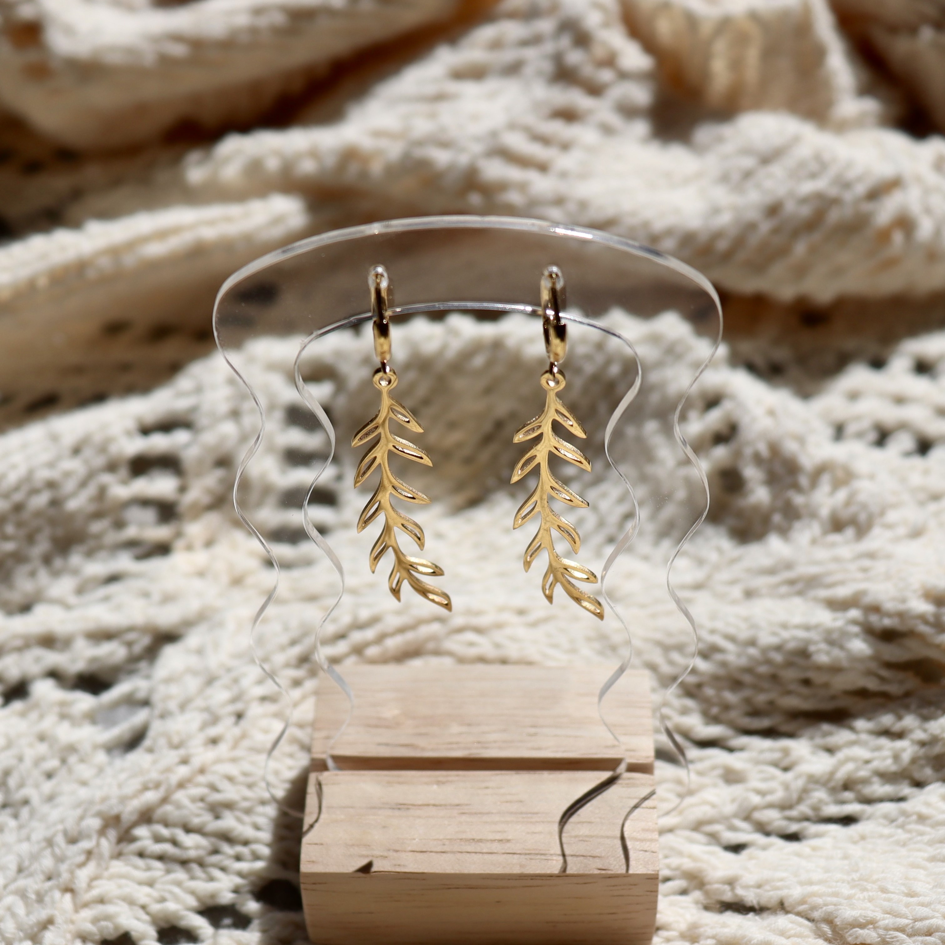 Pendentifs Feuille dorée