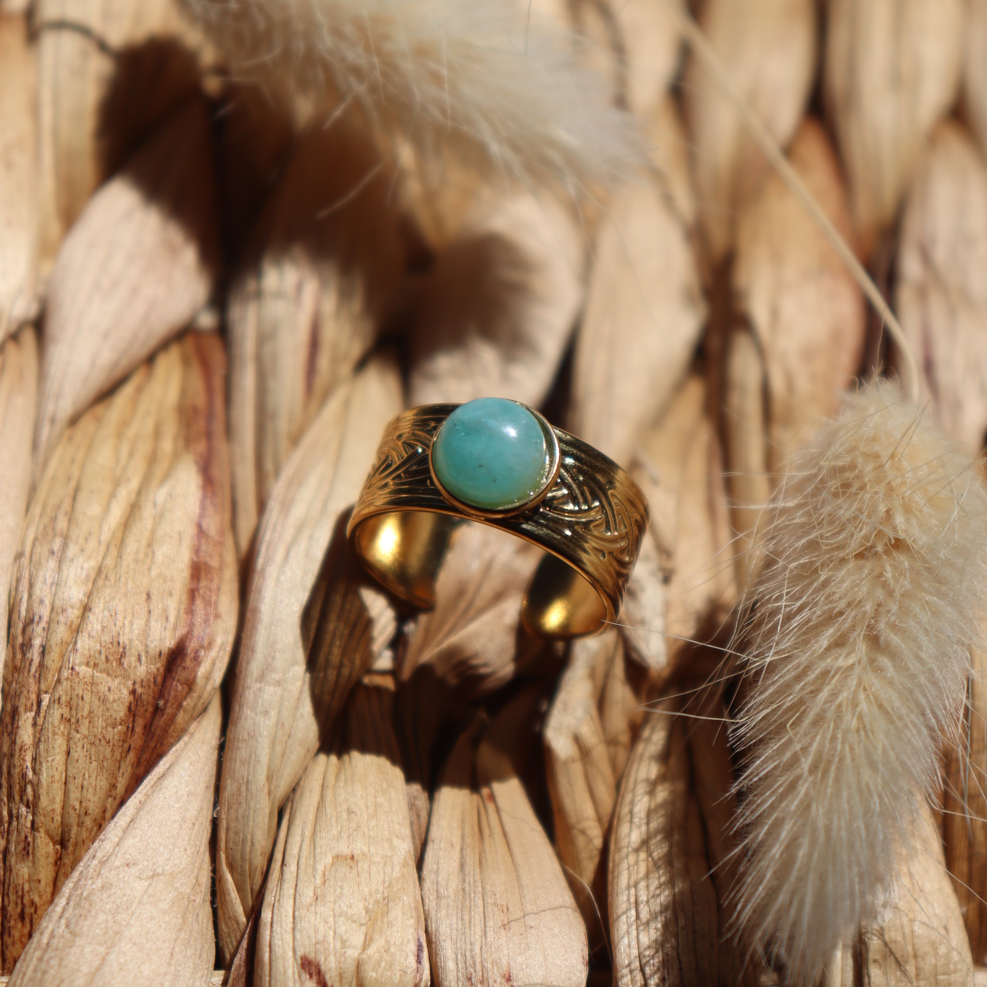 Bague "Zeus" - Amazonite & doré