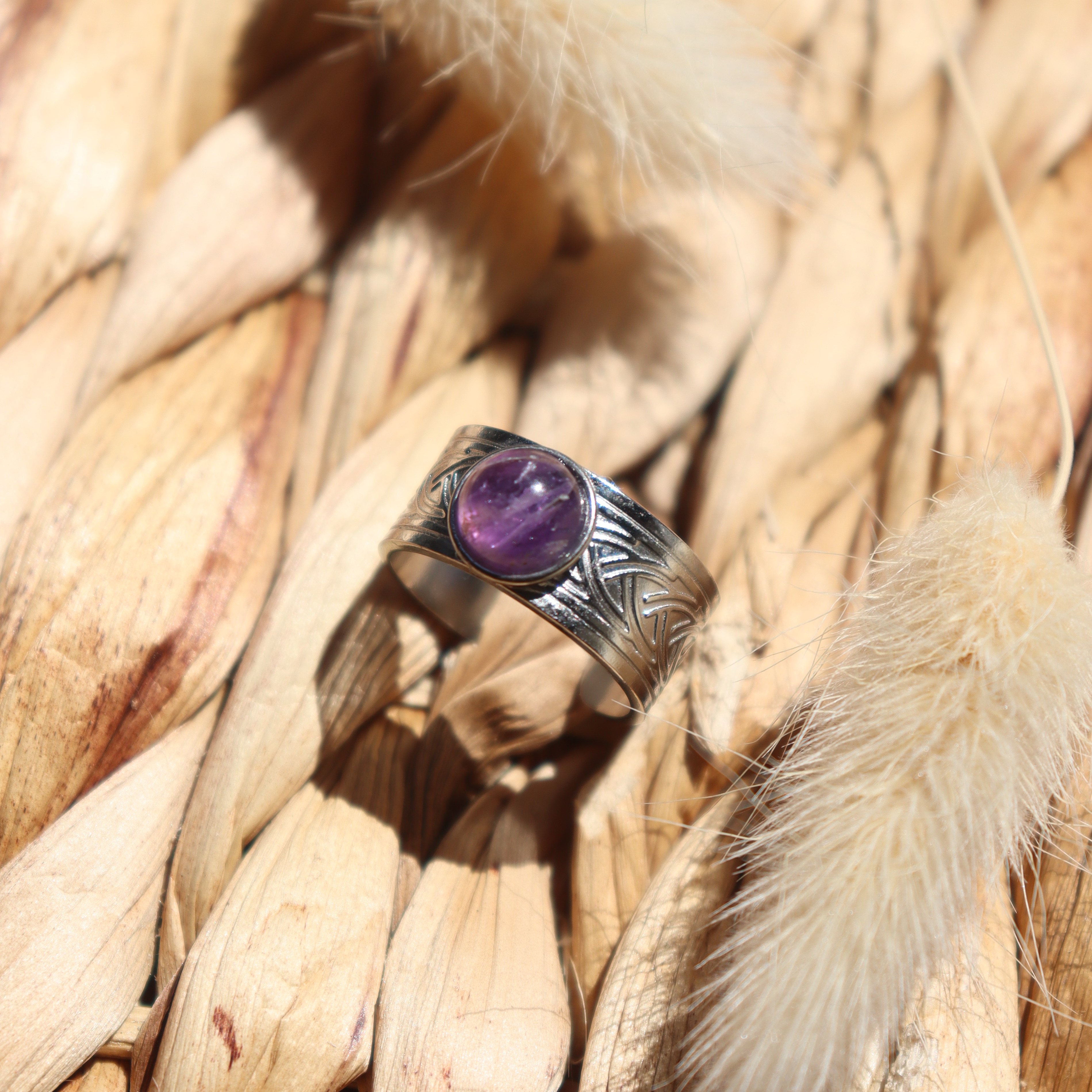 Bague "Hadès" - Améthyste & argenté