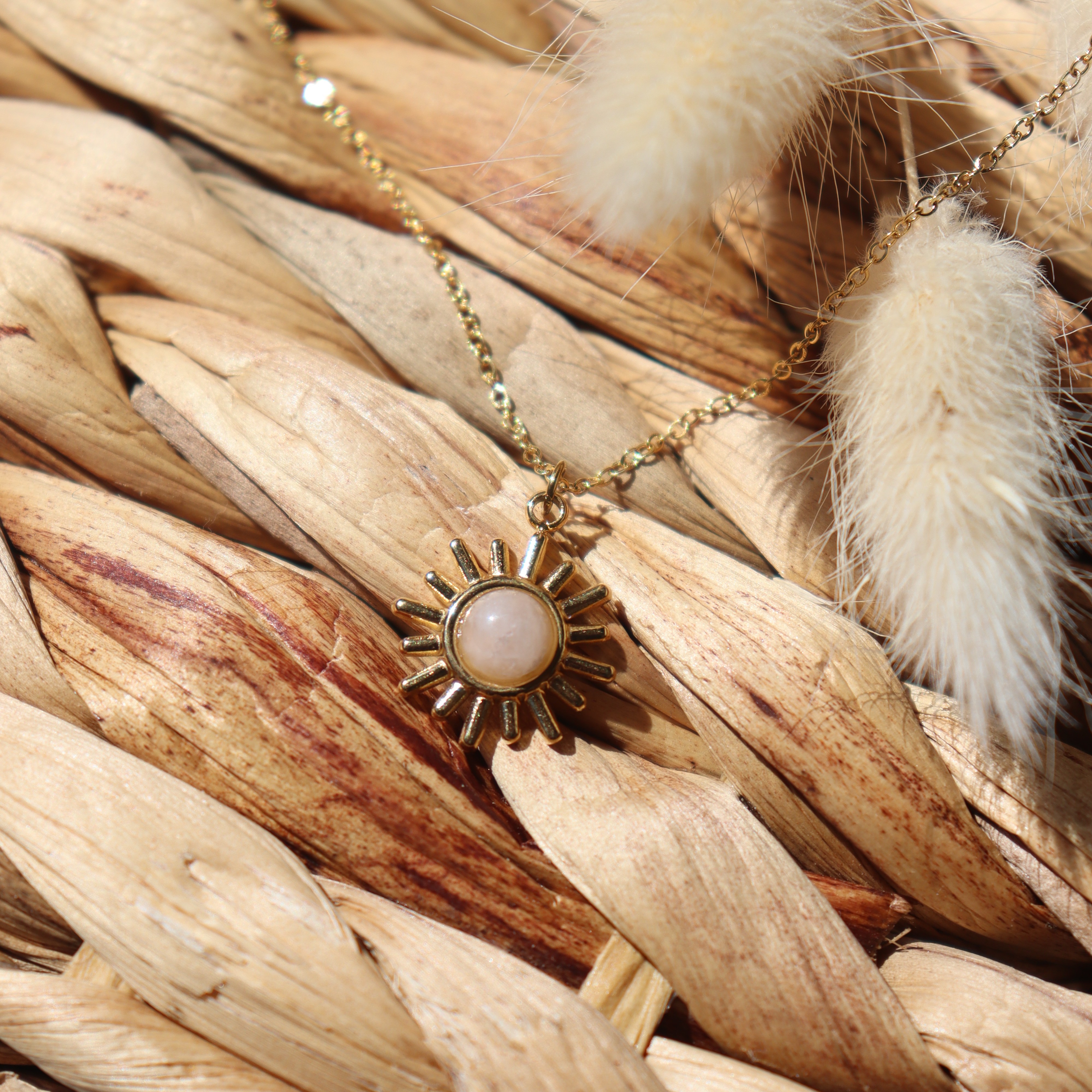 Collier Soleil et Quartz rose