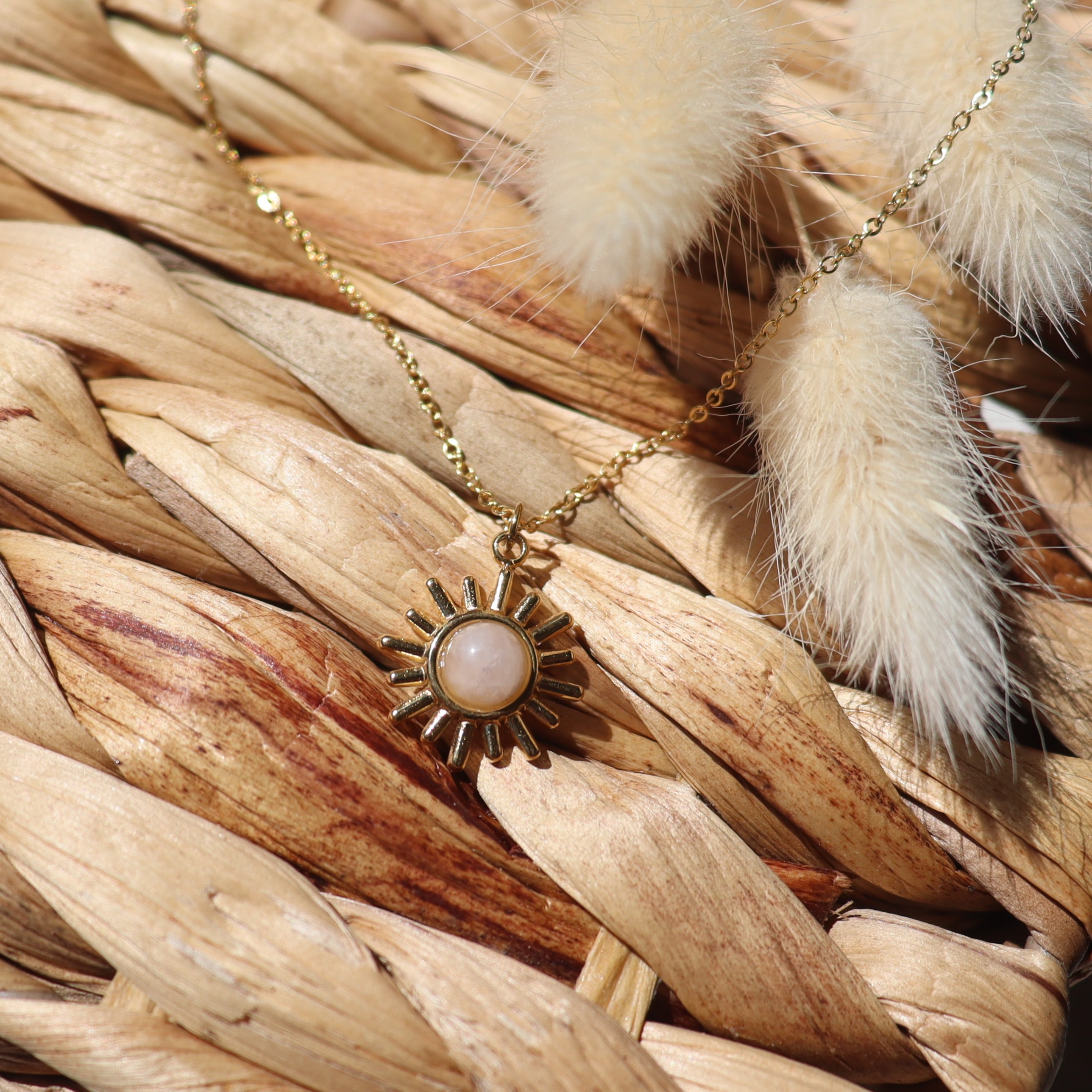 Collier Soleil et Quartz rose