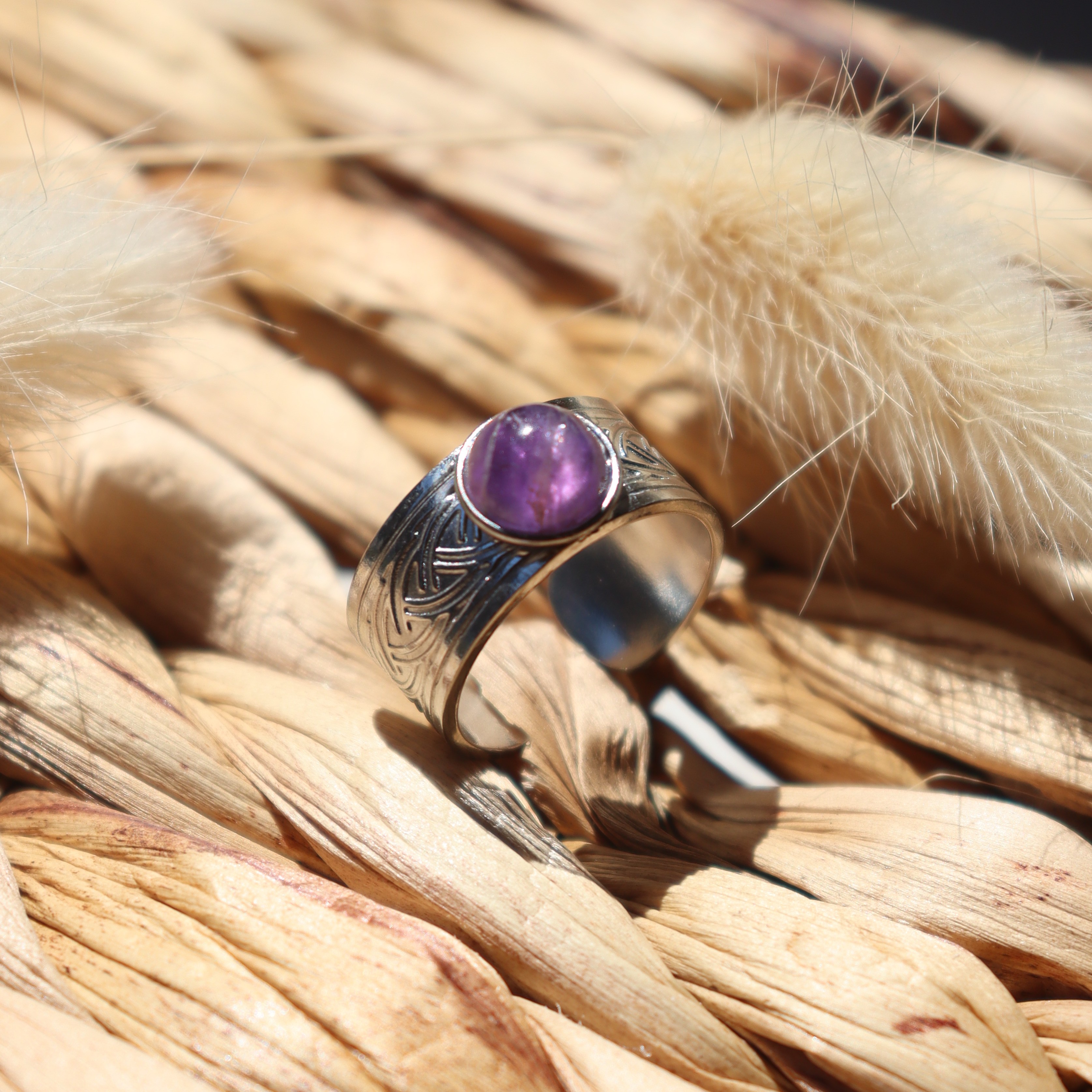 Bague "Hadès" - Améthyste & argenté