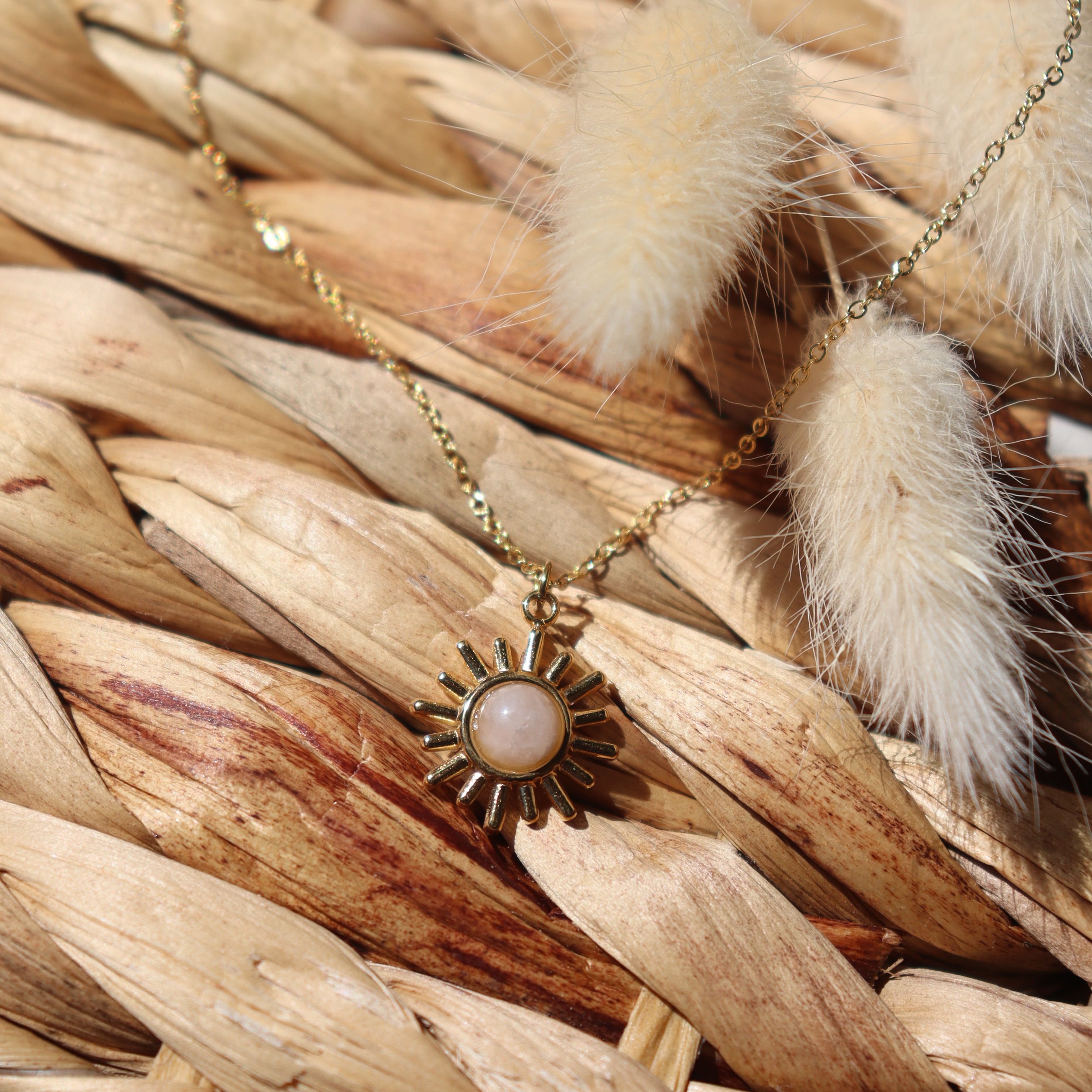 Collier Soleil et Quartz rose