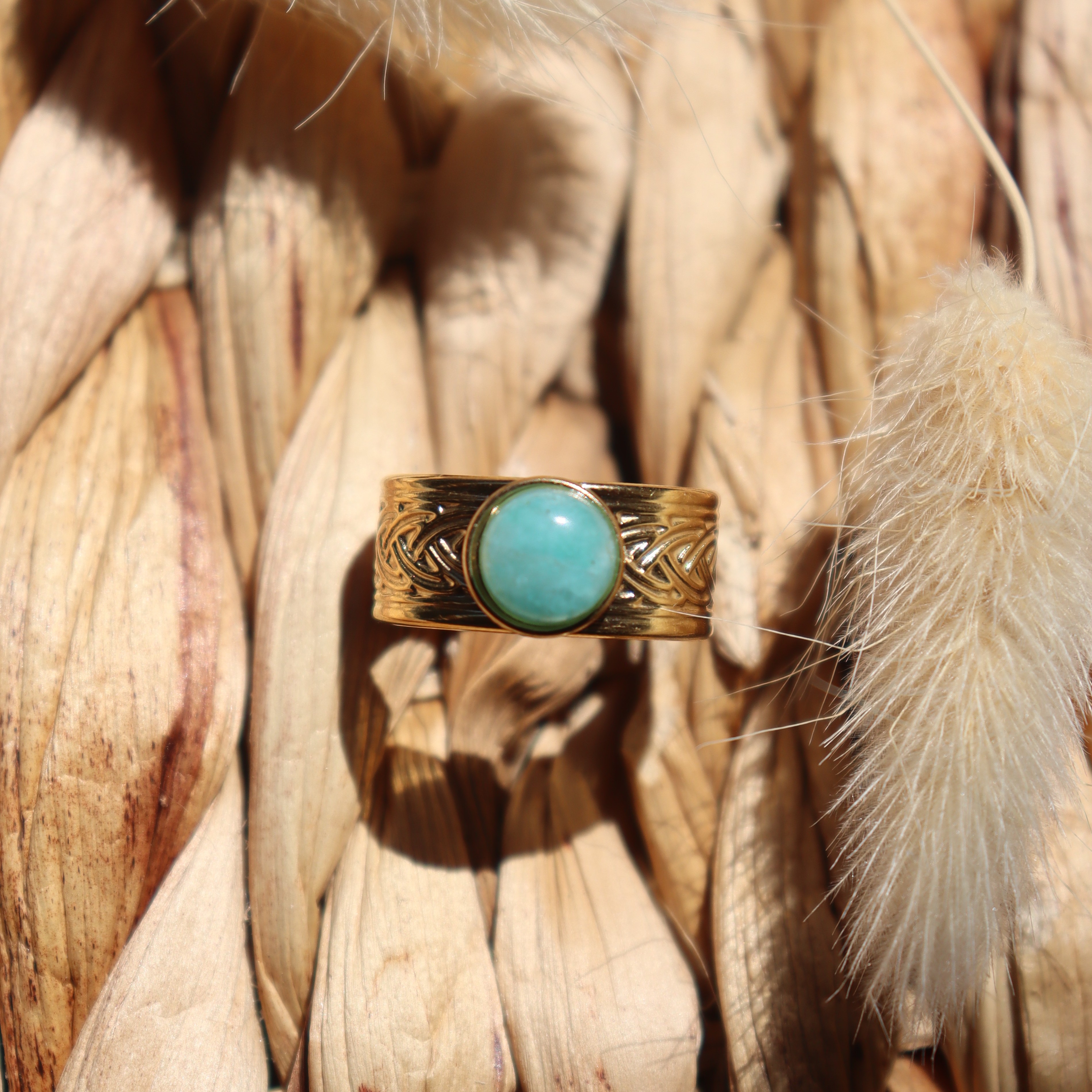 Bague "Zeus" - Amazonite & doré