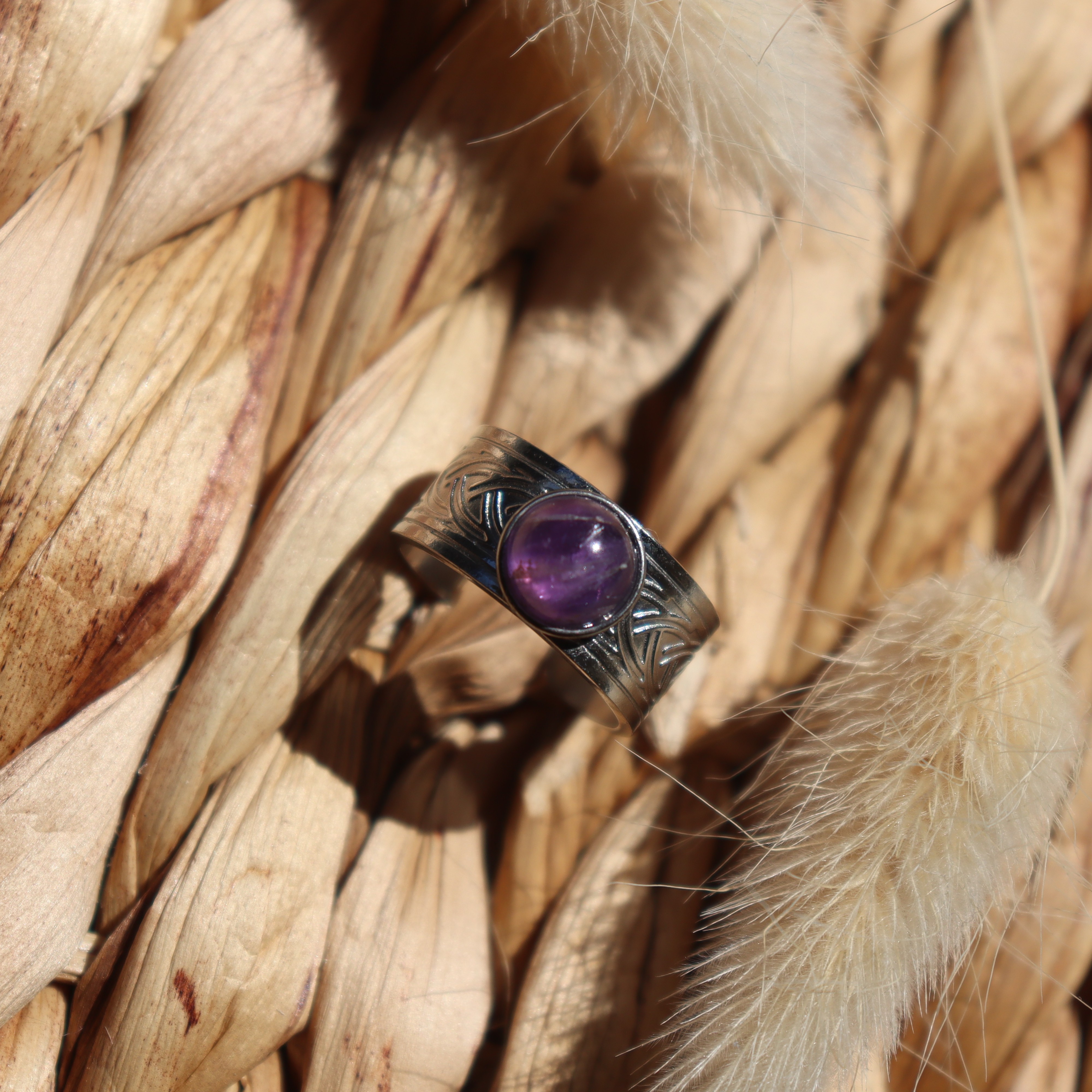 Bague "Hadès" - Améthyste & argenté