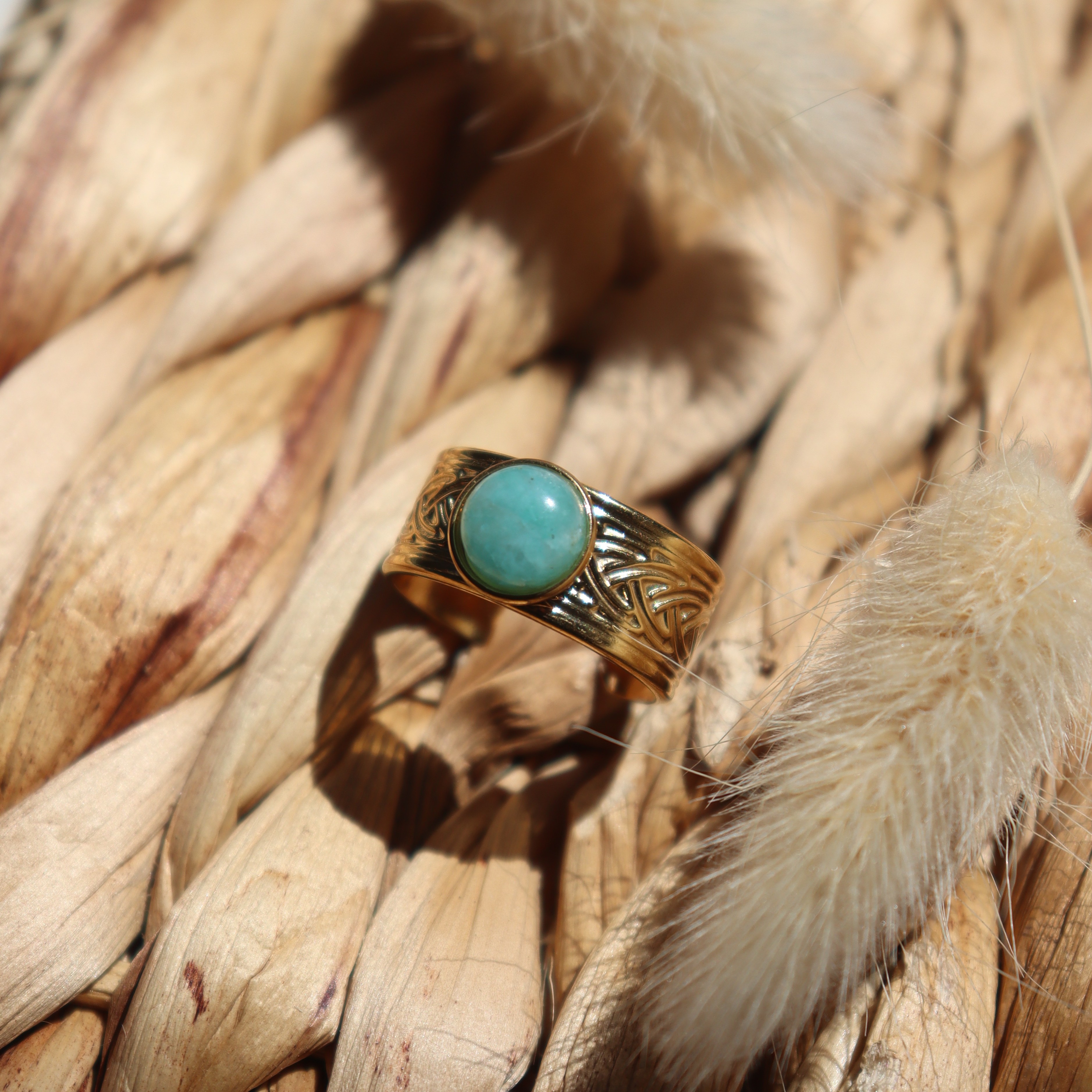Bague "Zeus" - Amazonite & doré
