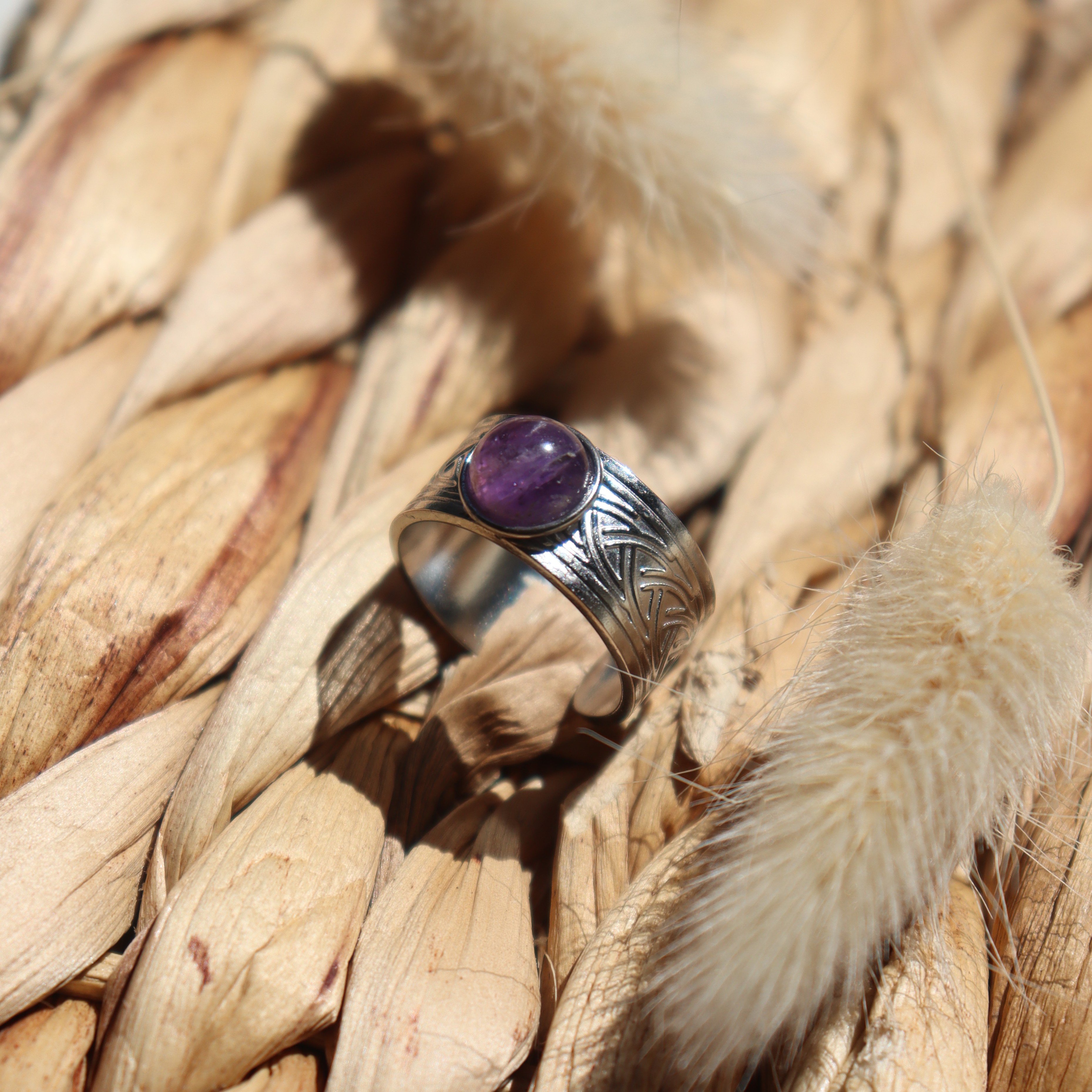 Bague "Hadès" - Améthyste & argenté