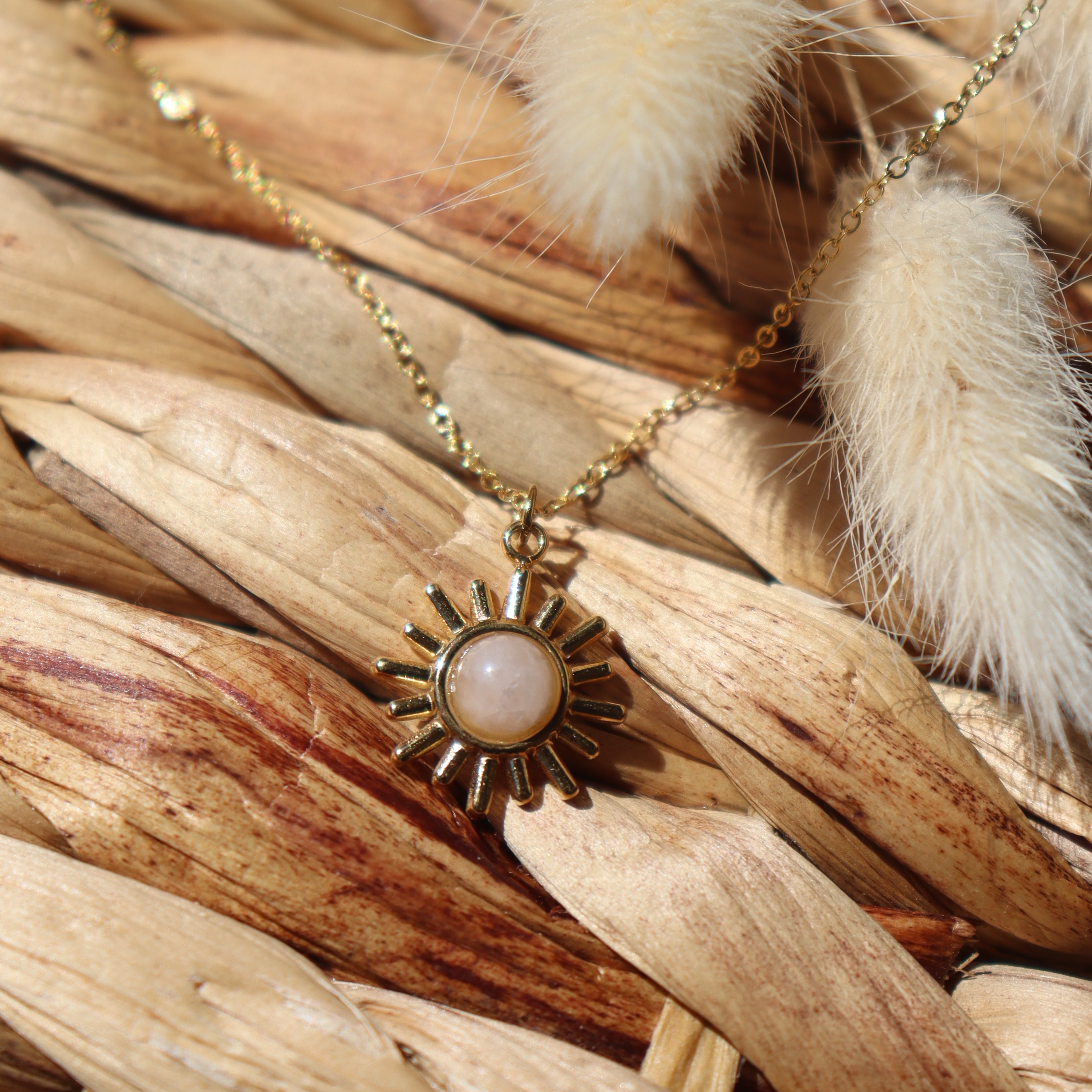 Collier Soleil et Quartz rose