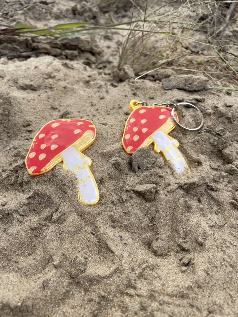 Mushroom Keychain and Pin!