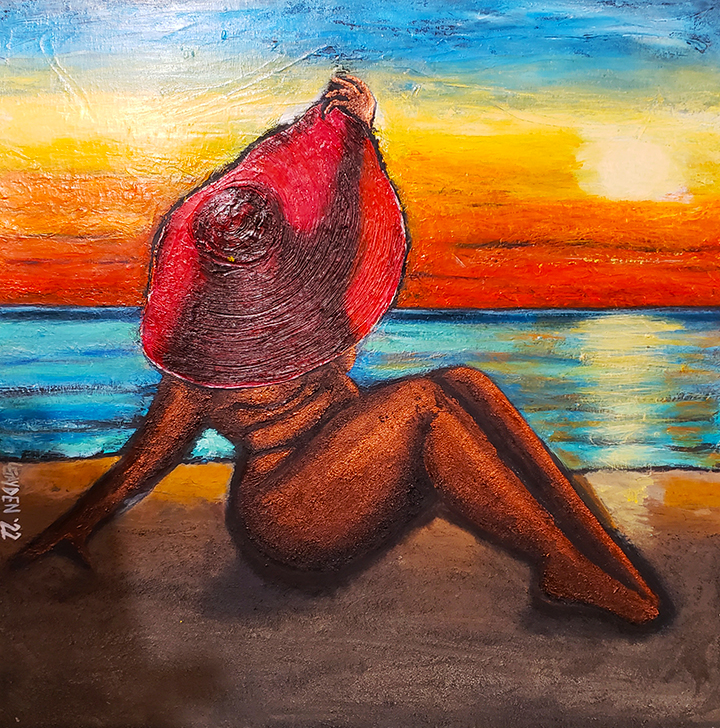 Vibrant Beach Woman Painting