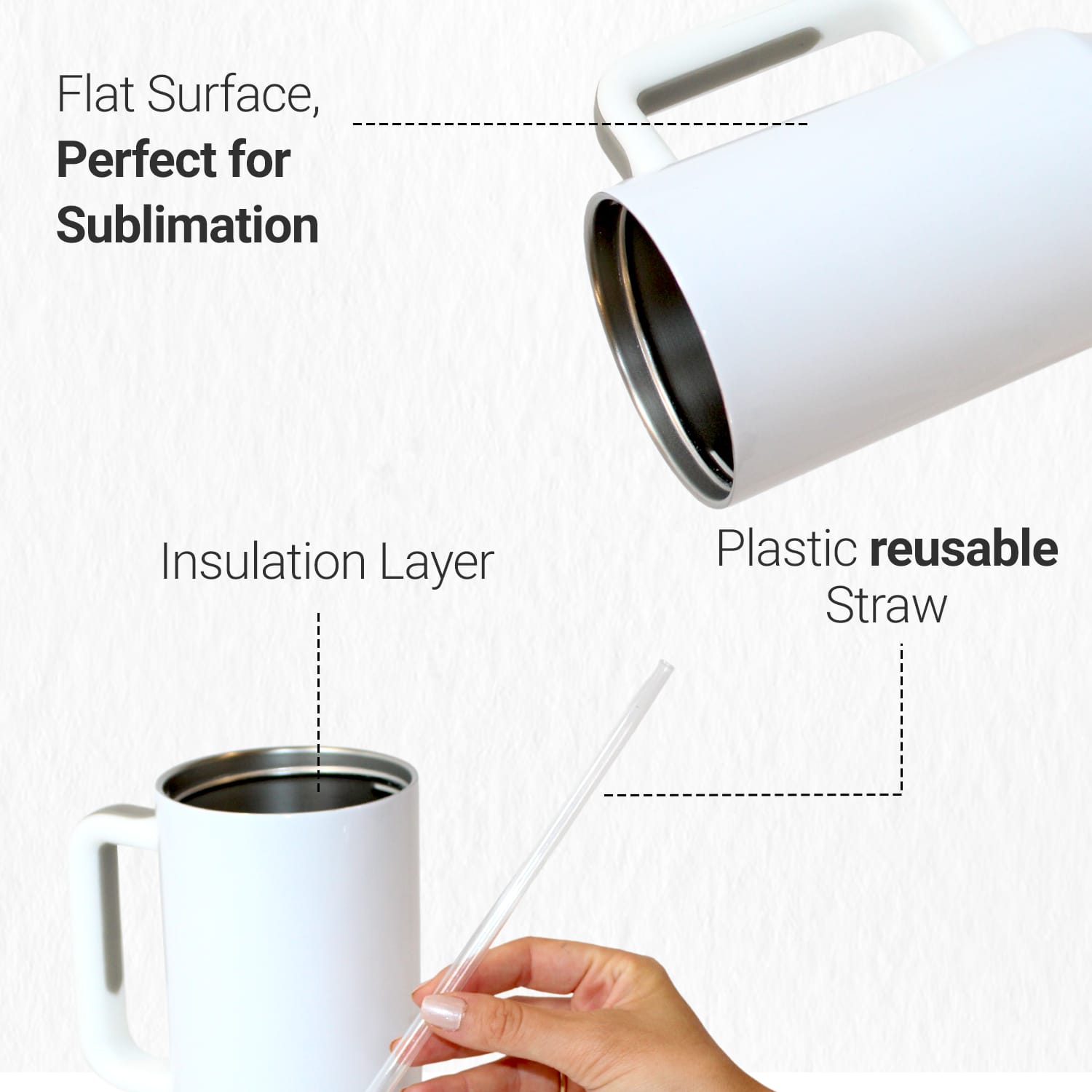 Gobelet Isotherme 40oz pour Sublimation - Acier Inox AAA avec Anse