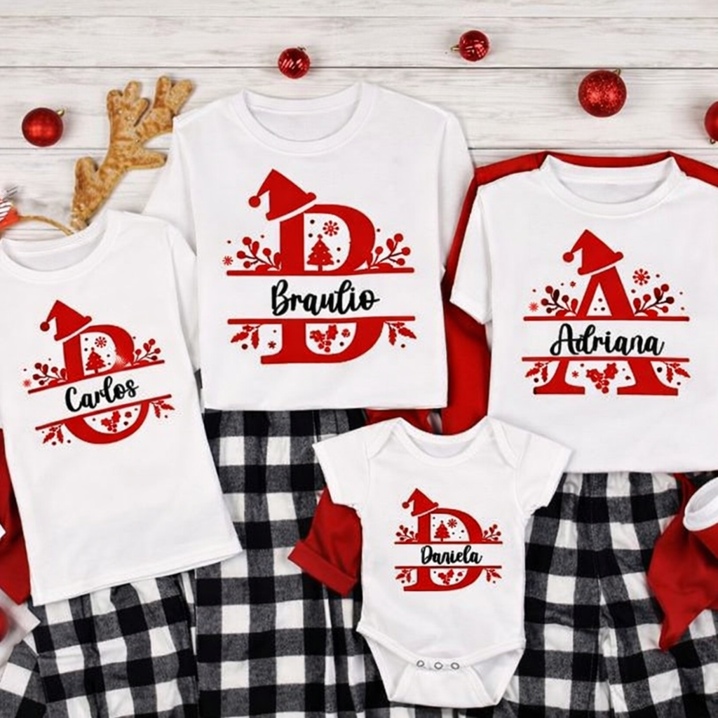 Pyjama de Noël Personnalisé pour Toute la Famille + Pantalon à Carreaux Noir et Blanc