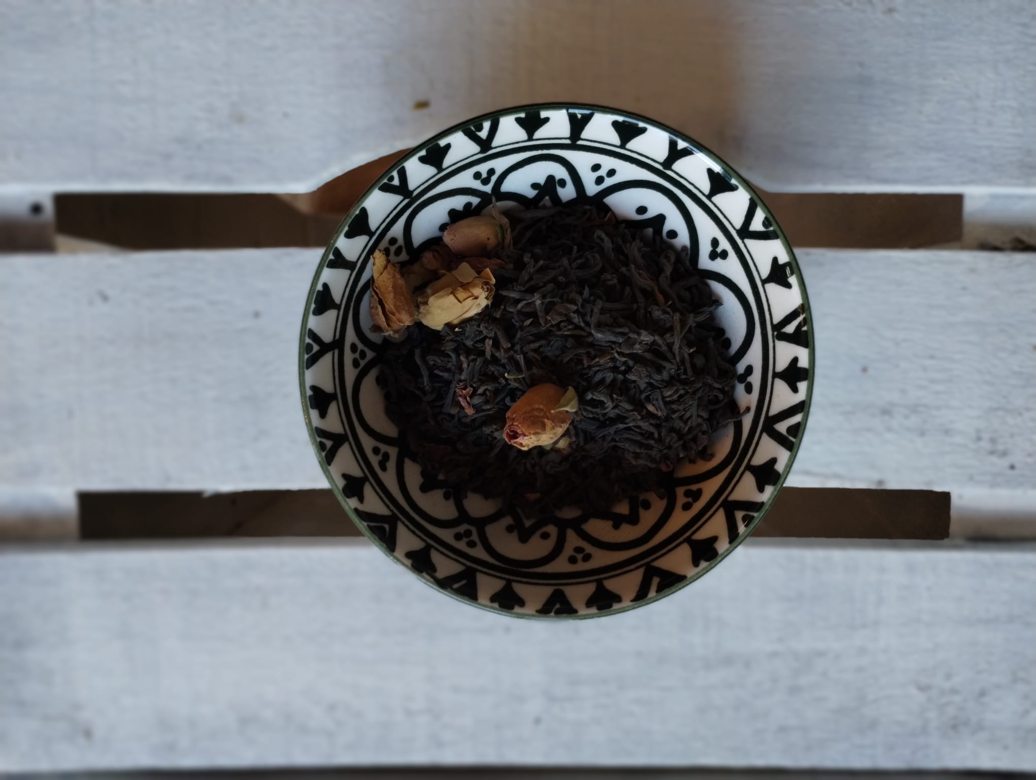 Tè nero Pu Erh boccioli e petali di rosa