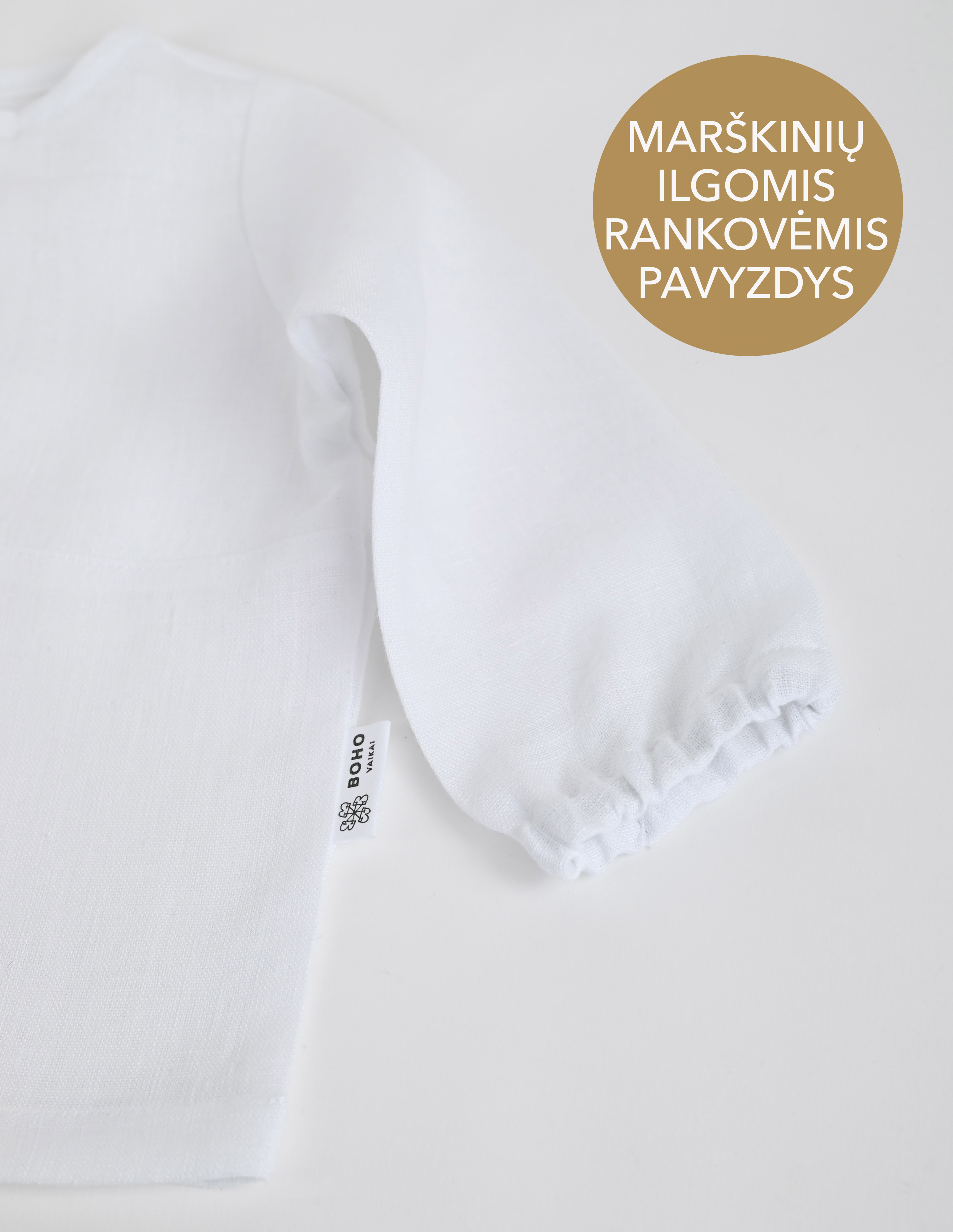 Balti lininiai marškiniai su varlyte "Jokūbas"