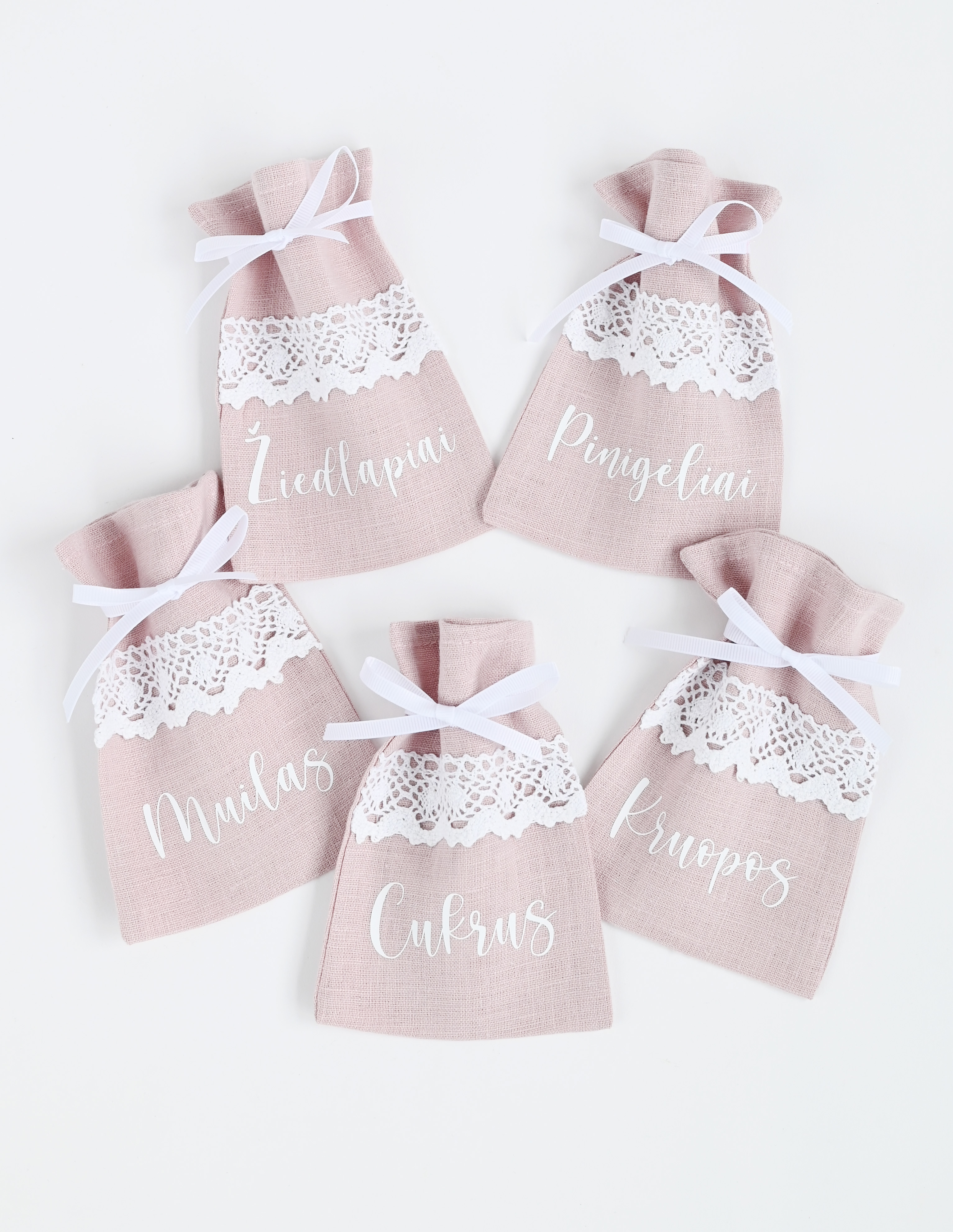 Lininiai krikšto maišeliai (5vnt.)