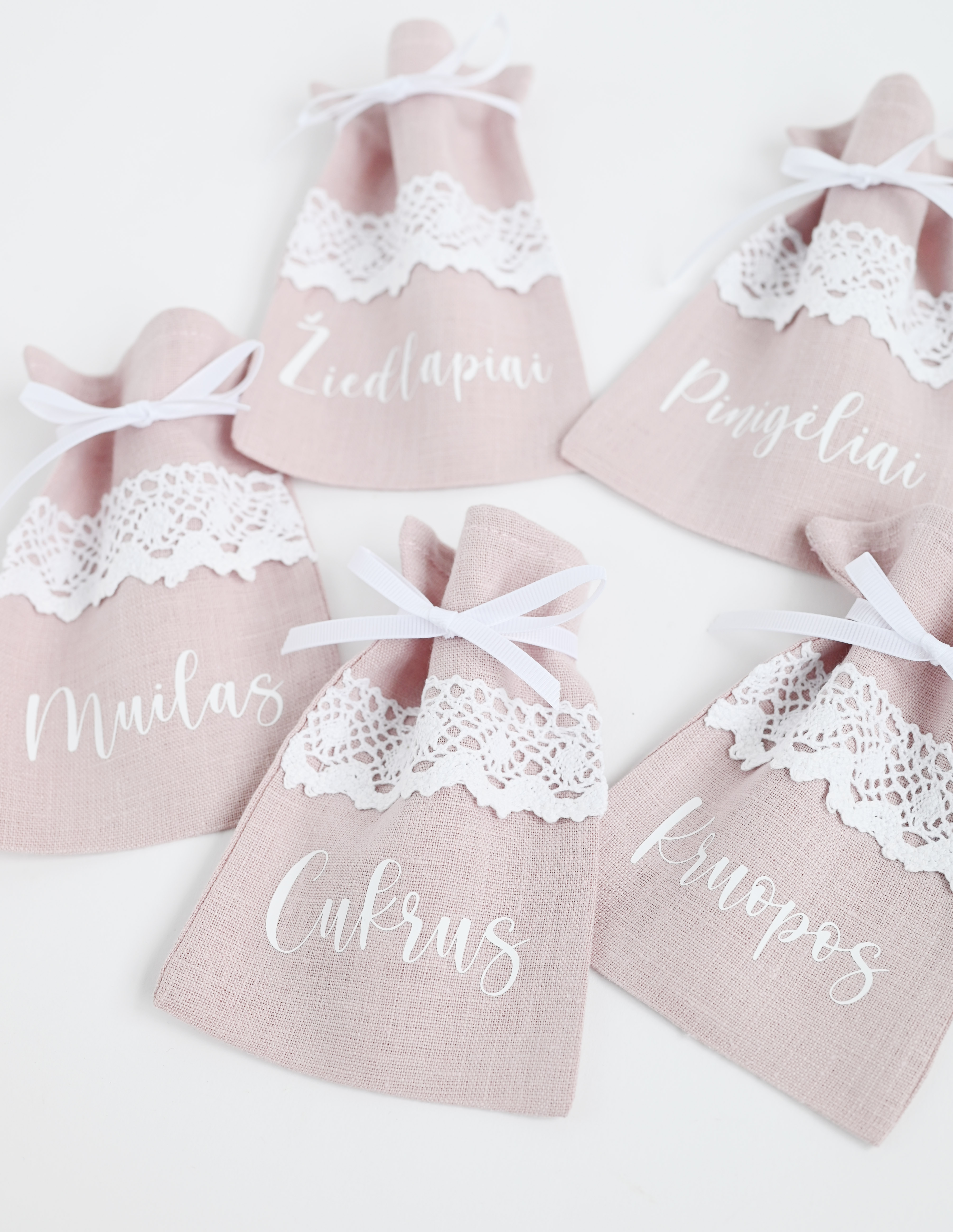 Lininiai krikšto maišeliai (5vnt.)