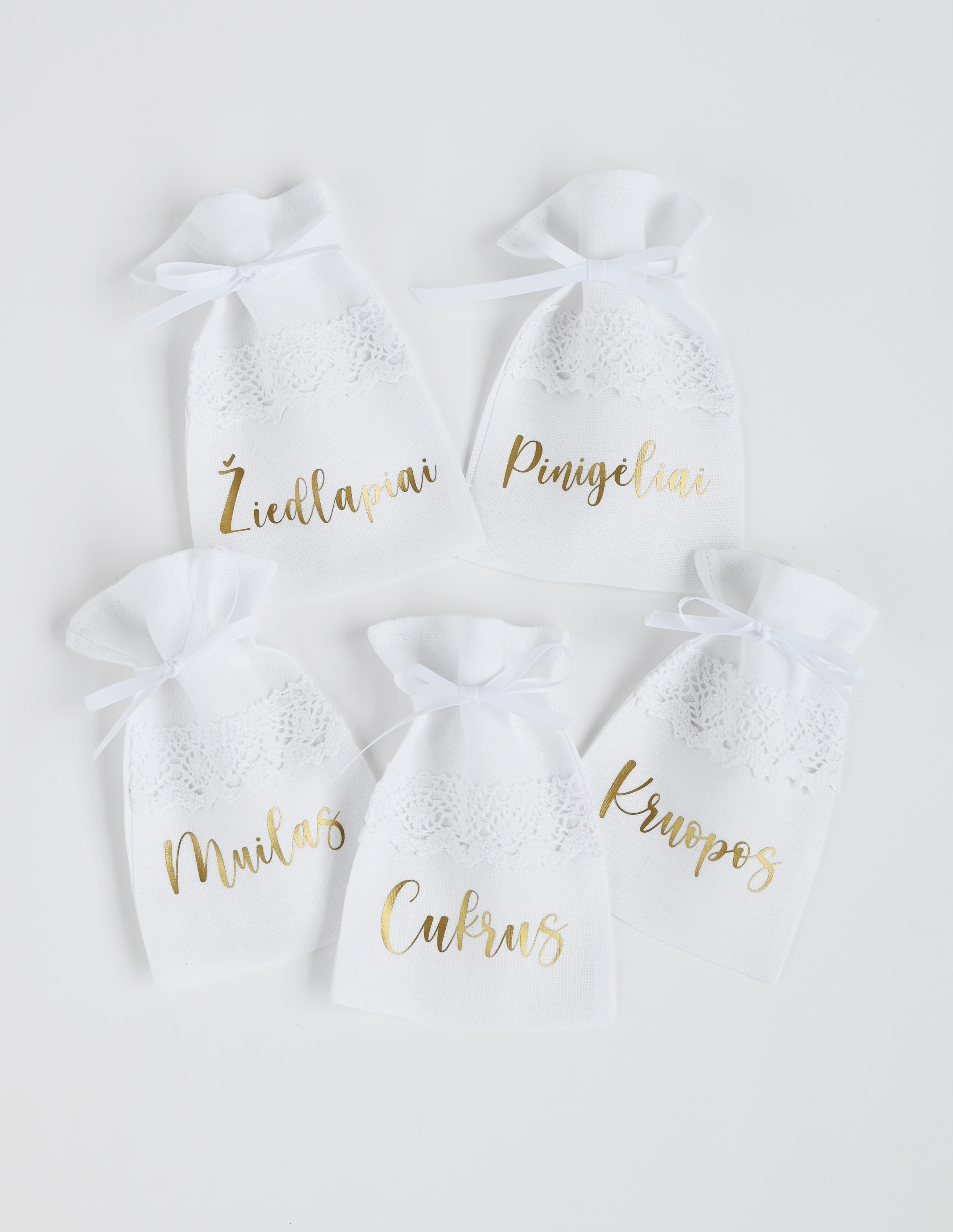 Lininiai krikšto maišeliai (5vnt.)