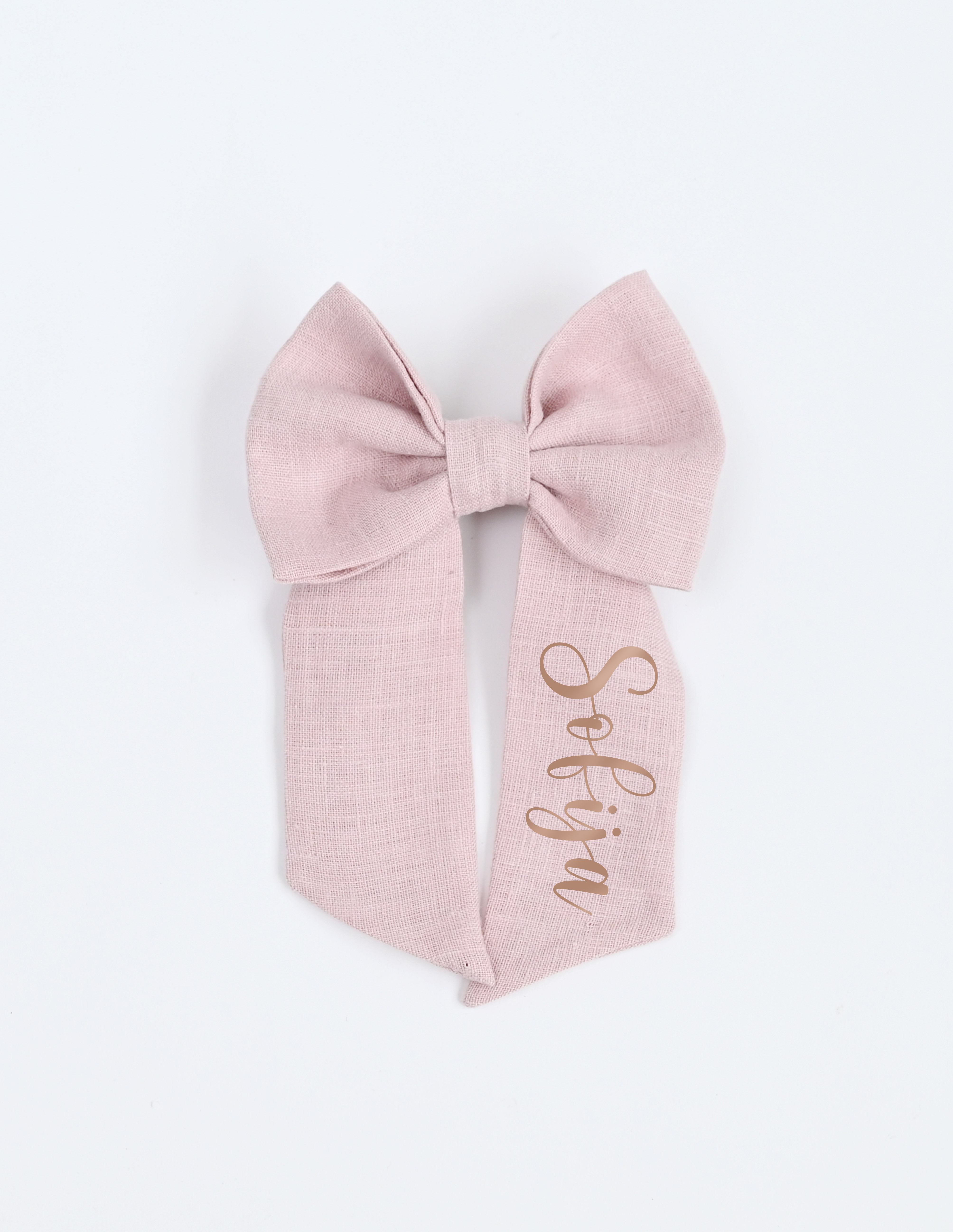 Lininis, didelis kaspinas į plaukus "Morta" (rausvas)