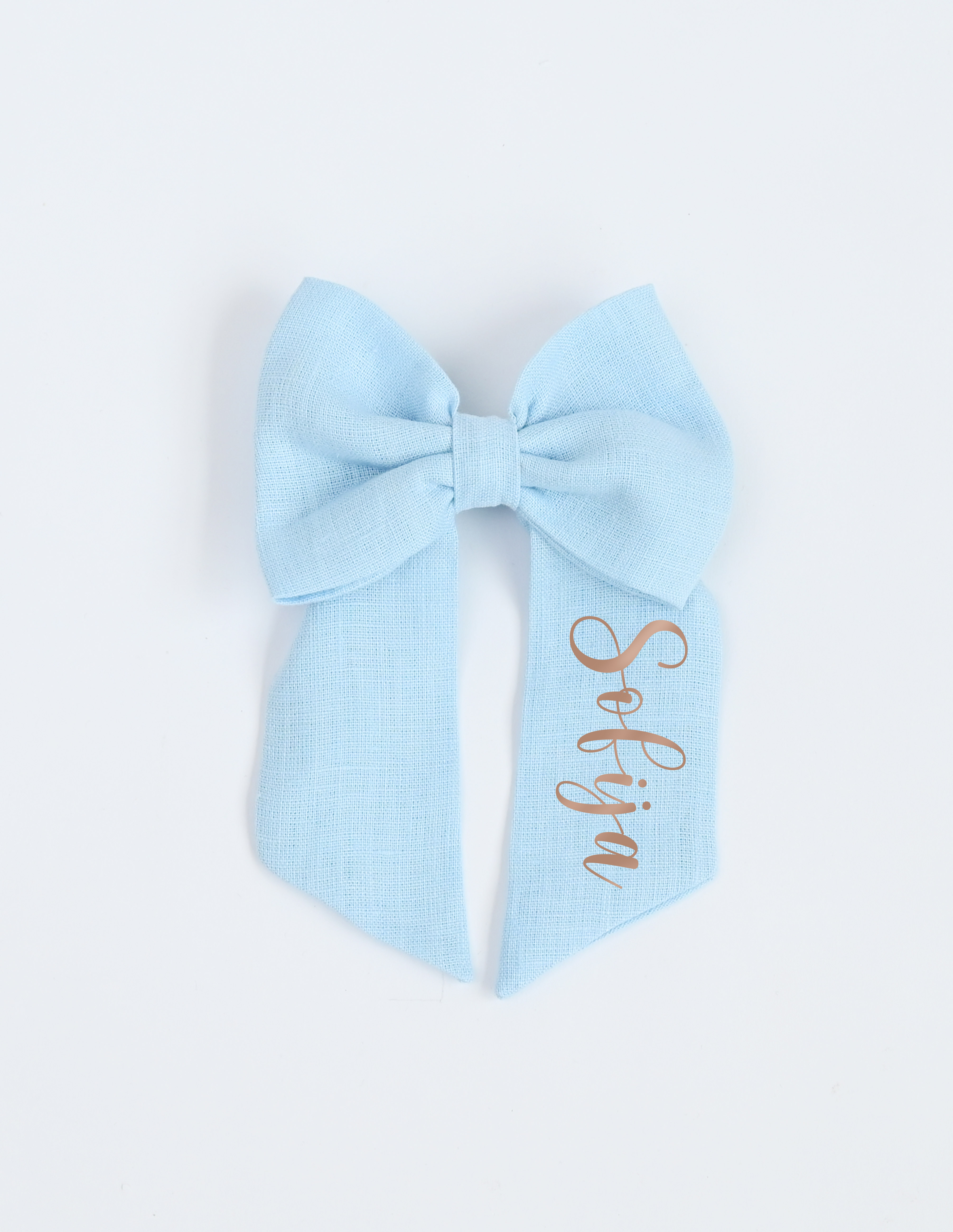 Lininis, didelis kaspinas į plaukus "Morta" (žydras)