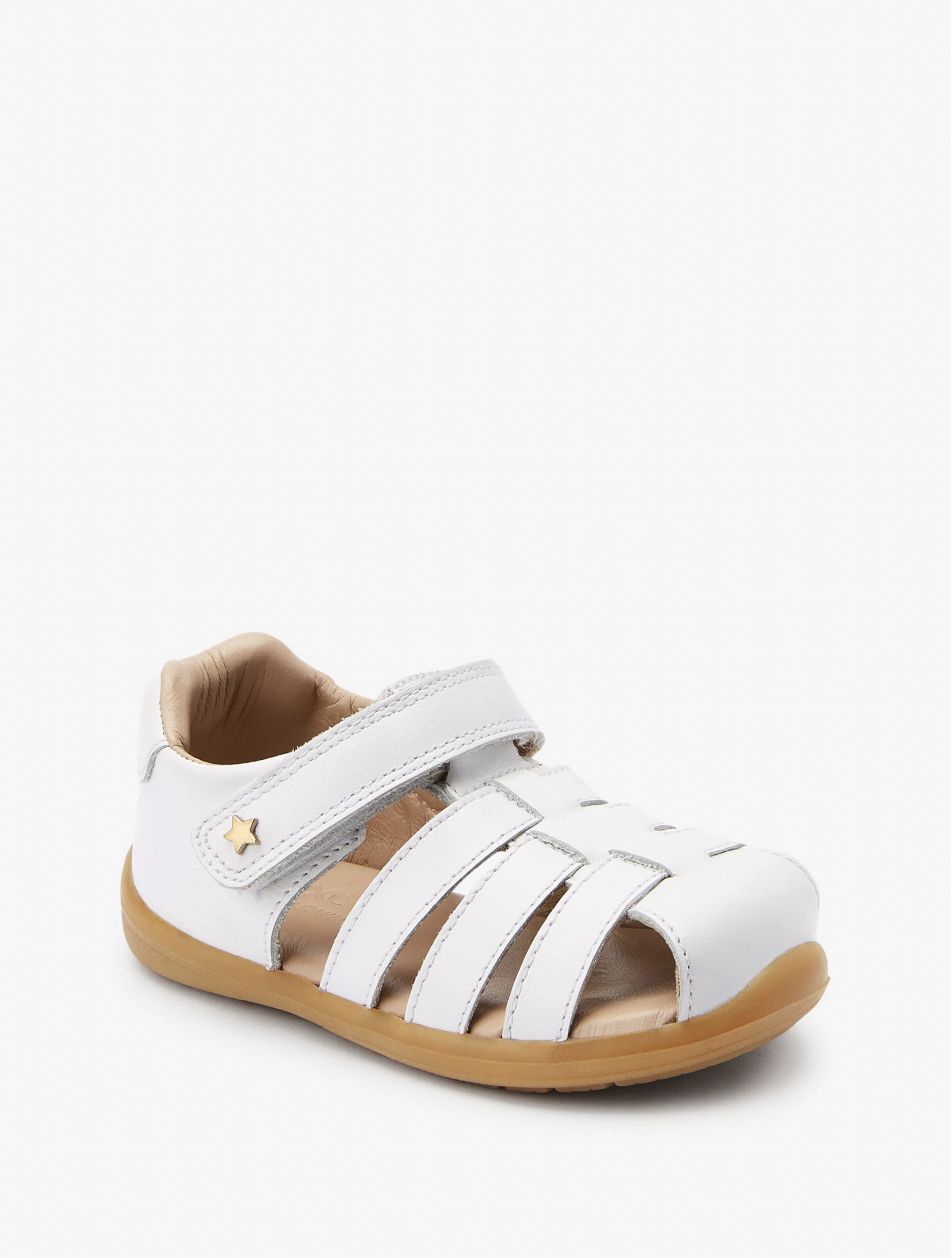 Baltos odinės vaikiškos basutės