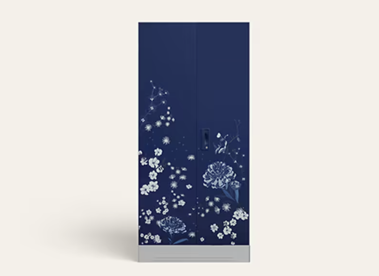 Slimline 2 Door Steel Almirah (Digital Printed Midnight Blue and Royal Ivory) (Godrej)