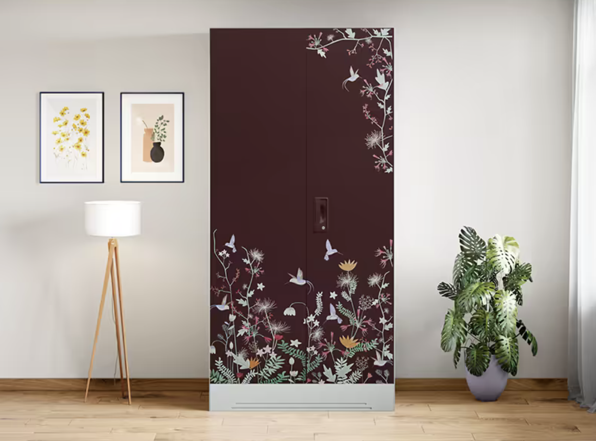 Slimline 2 Door Steel Almirah (Digital Printed Russet and Royal Ivory) (Godrej)