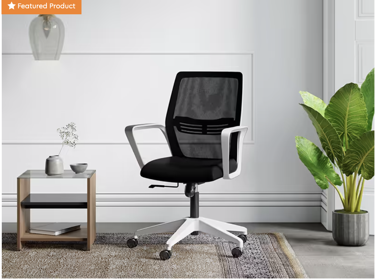 Vurv Mid Back Knitted Fabric Mesh Ergonomic Office Chair (Godrej)