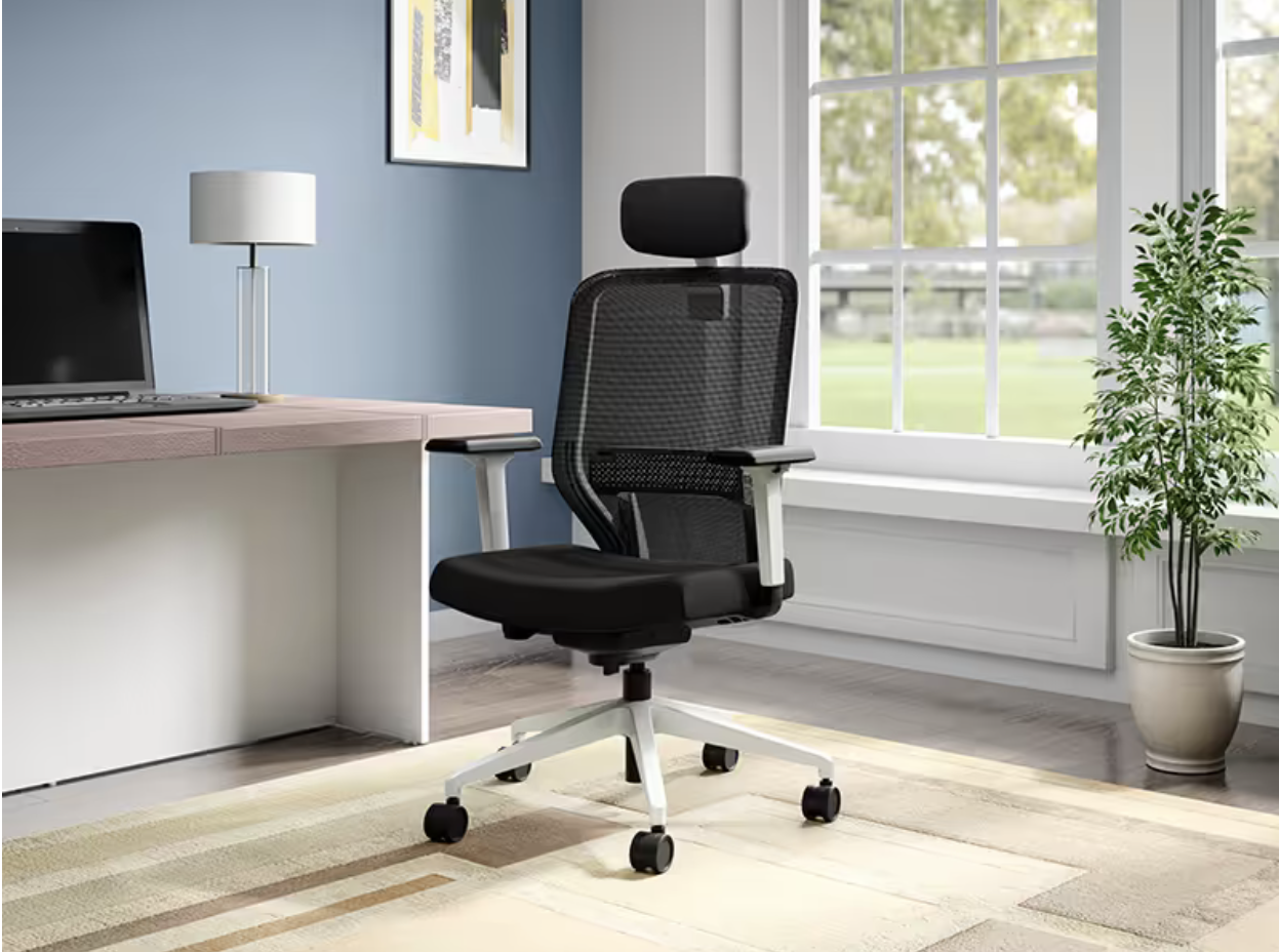 Greta 2.0 High Back- Fabric Ergonomic Office Chair (Black Ink with White Body) (Godrej)