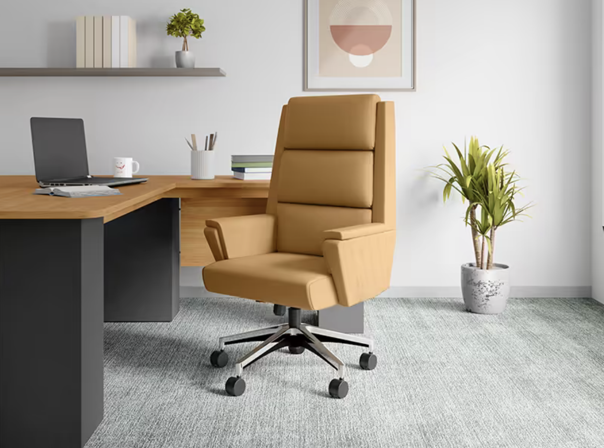Emerald High Back Leather Ergonomic Office Chair (Tan)
