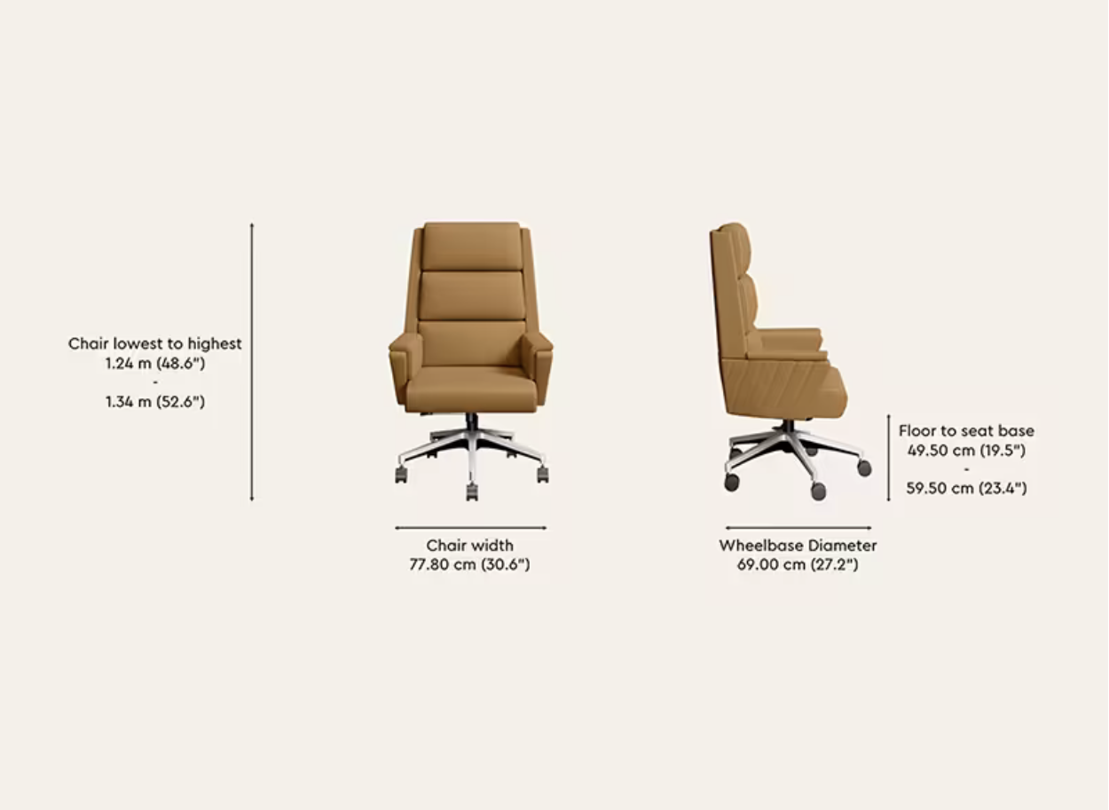 Emerald High Back Leather Ergonomic Office Chair (Tan)