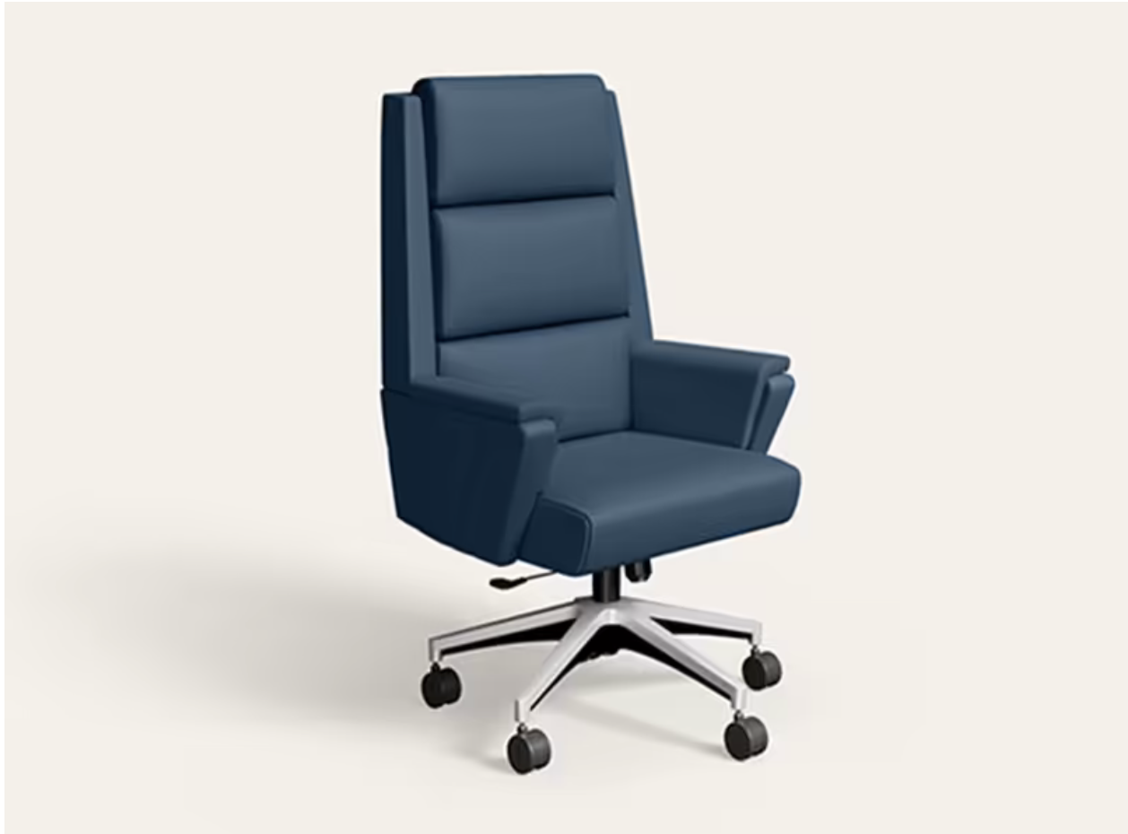 Emerald High Back Leatherette Ergonomic Office Chair (Ruben Blue) (Godrej)