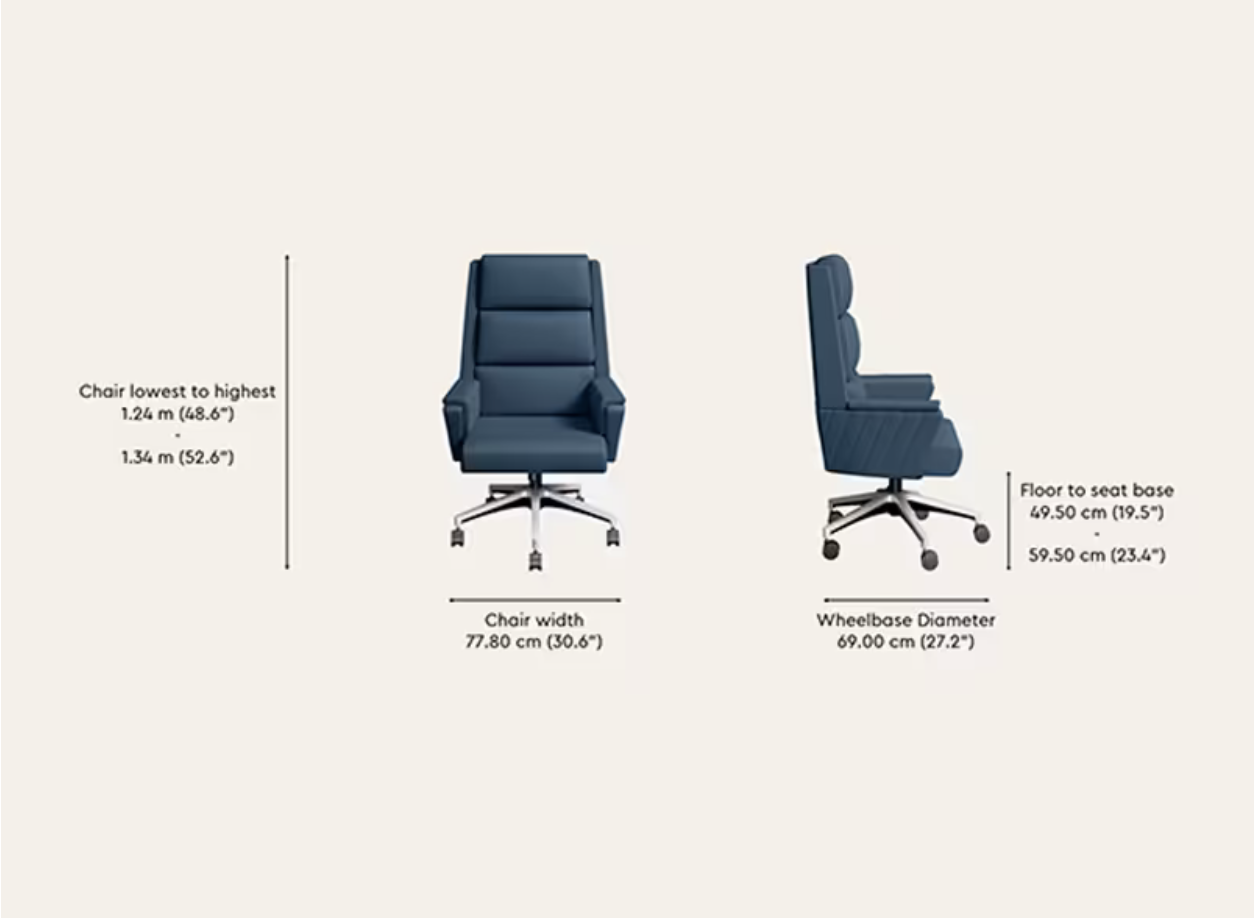 Emerald High Back Leatherette Ergonomic Office Chair (Ruben Blue) (Godrej)