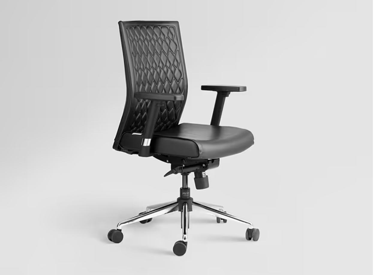 Elite Mid Back Leatherette Ergonomic Office Chair (Black) (Godrej)